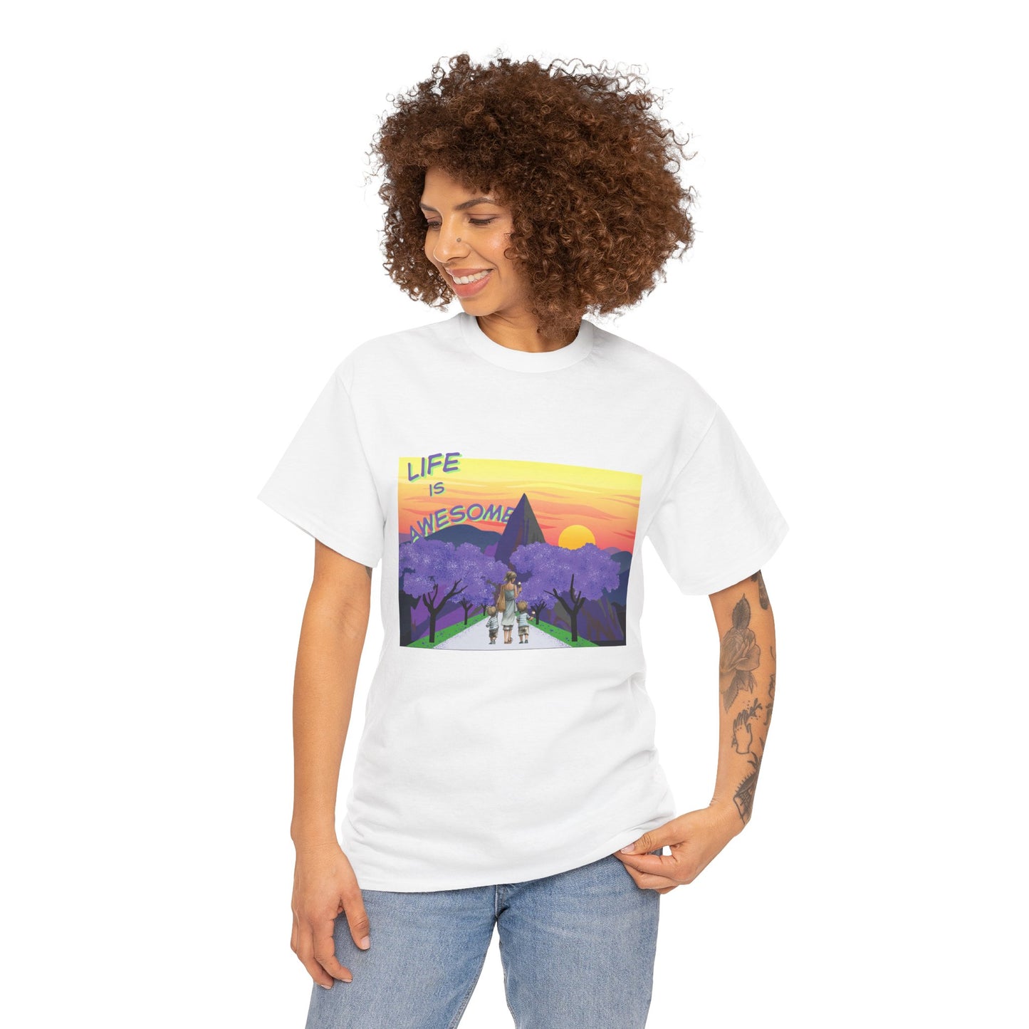 Vibrant Inspirational Tee - Life is Awesome, Unisex Cotton Shirt, Motivational Apparel, Gift for Friends, Summer Wardrobe Essential