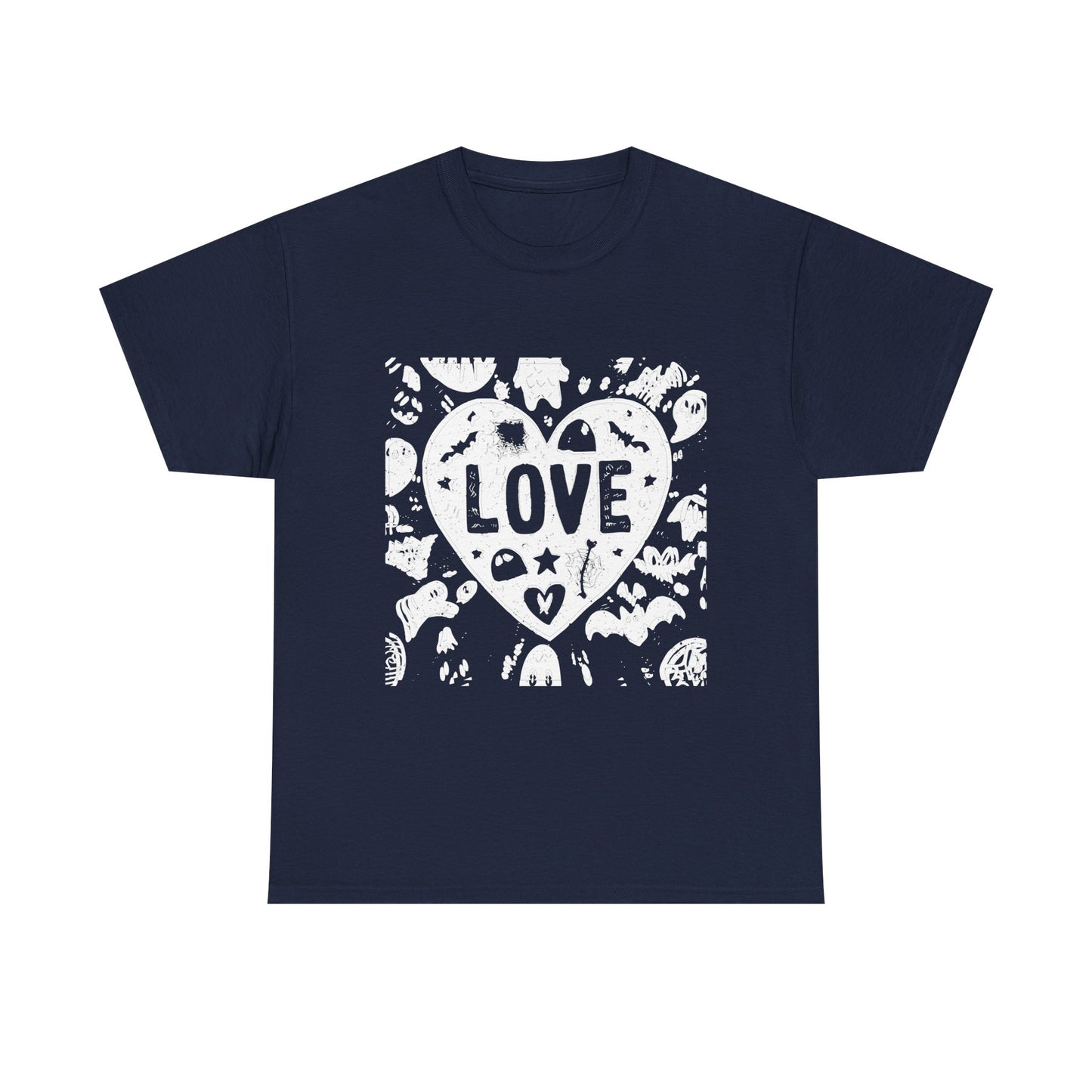 Love Heart Graphic Unisex Cotton Tee, Casual Wear, Gifts for Couples, Valentine's Day, Everyday Comfort, Trendy Style