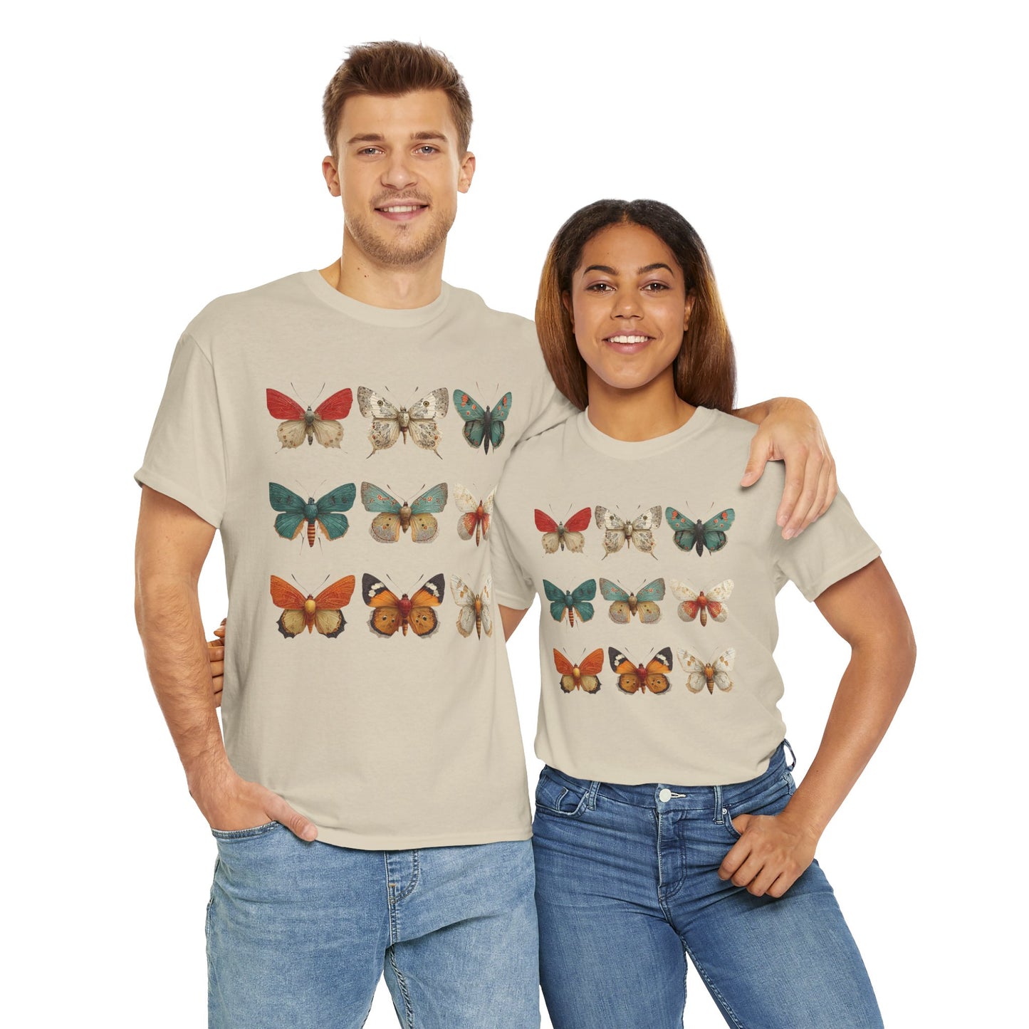 Butterfly Garden Unisex Tee, Nature Lover Shirt, Boho Style Cotton Tee, Gifts for Her, Summer Fashion, Vintage Butterfly Design