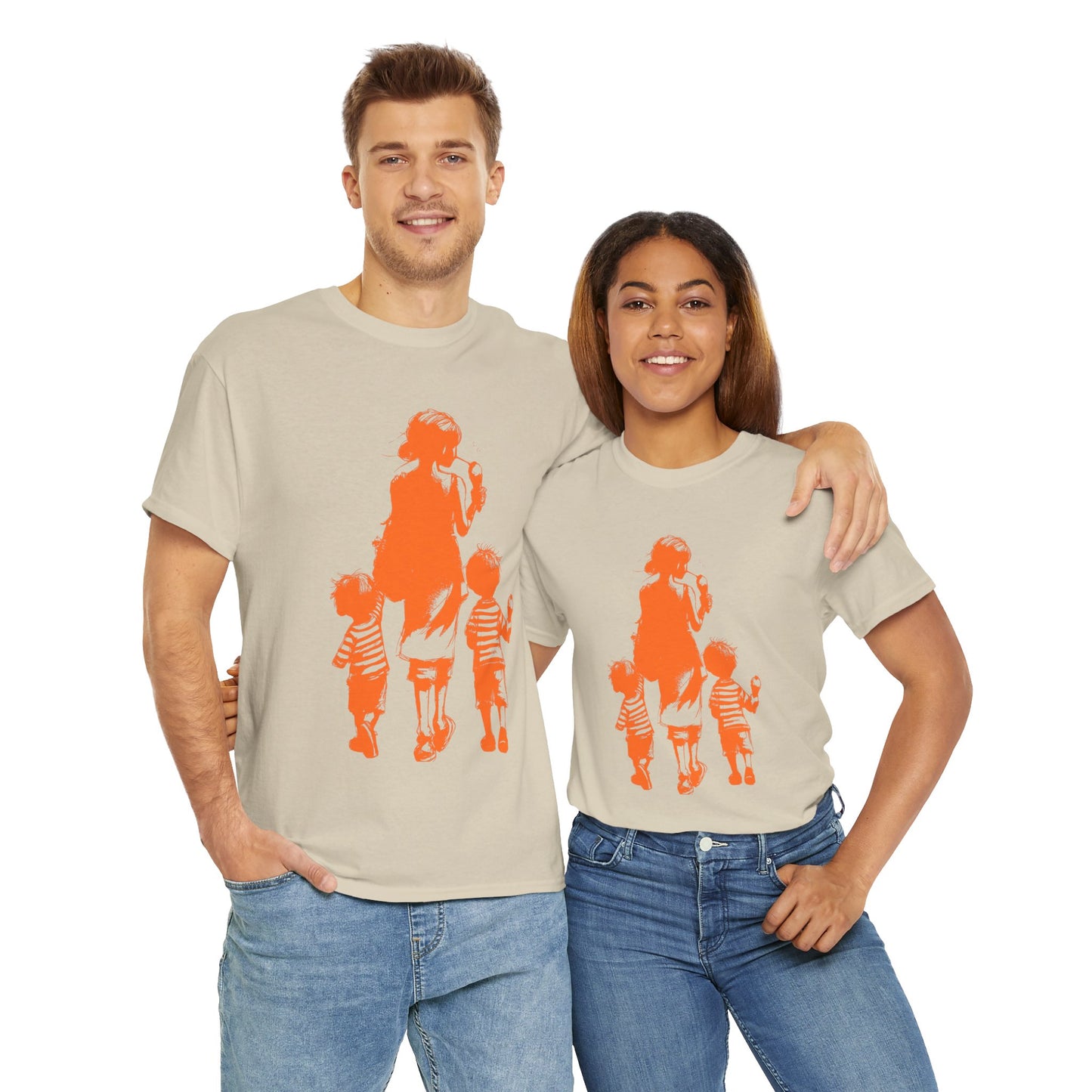 Mom Walking with Twins Ice Cream Treats Unisex Tee