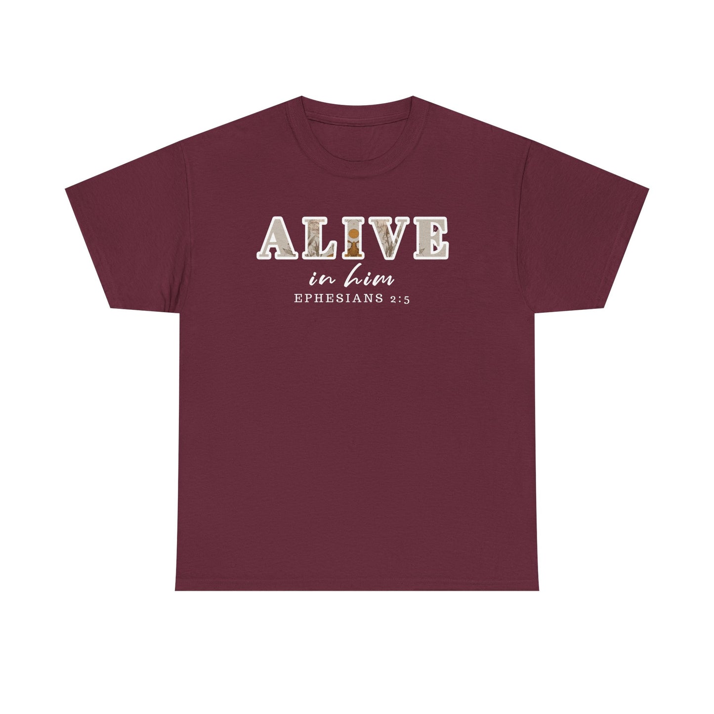 Christian Inspirational Tee, Alive in Him Cotton Shirt, Unisex Casual Top, Faith-Based Gift, Bible Verse Apparel