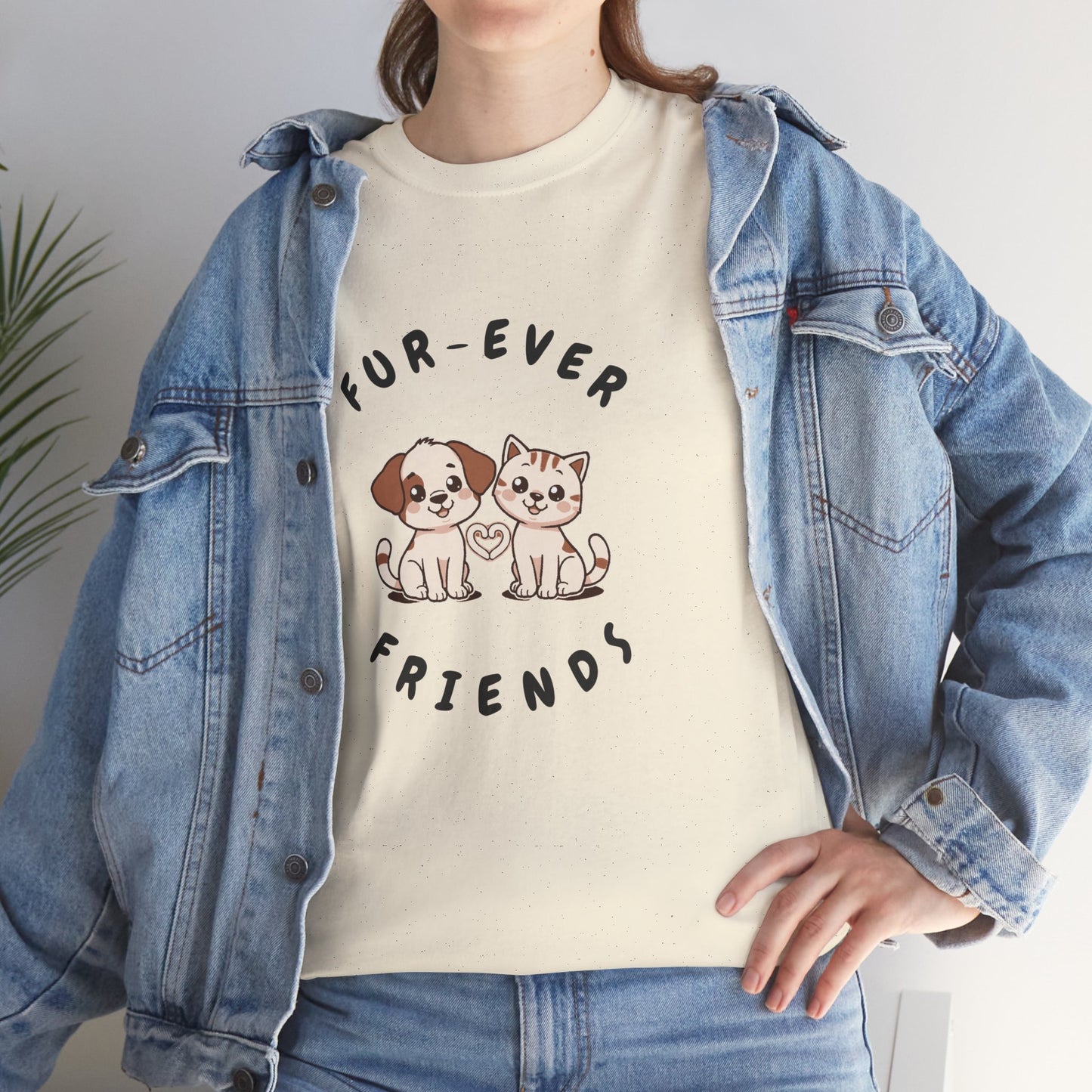 T-Shirt — “Fur-Ever Friends” Cute Puppy & Kitten Graphic Tee