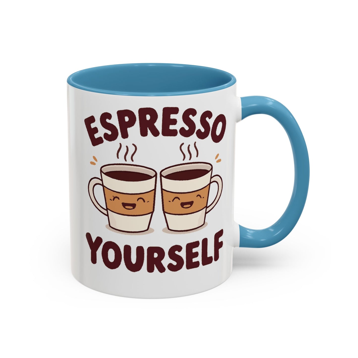 Espresso Yourself Accent Coffee Mug — Cute Coffee Pun Ceramic Mug (11/15 oz)