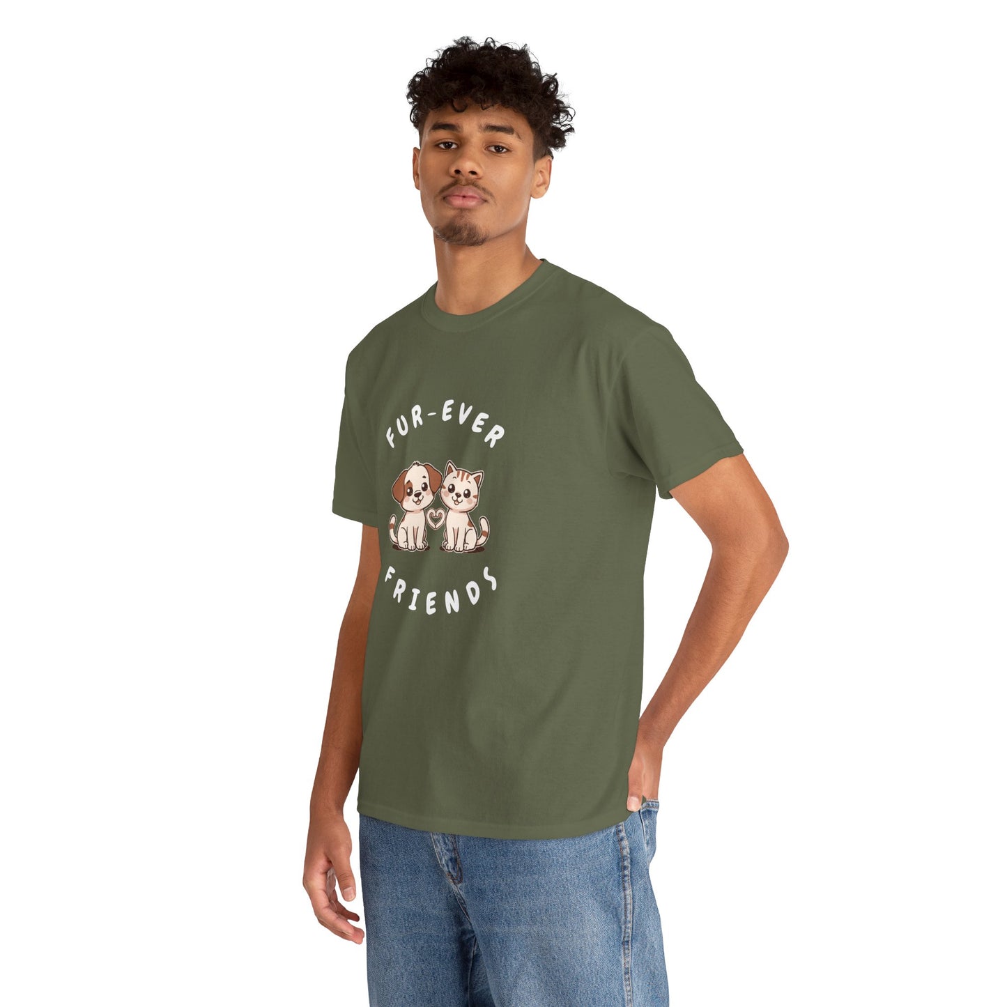 T-Shirt — “Fur-Ever Friends” Cute Puppy & Kitten Graphic Tee