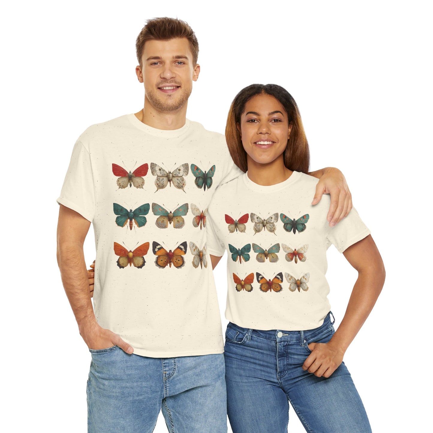 Butterfly Garden Unisex Tee, Nature Lover Shirt, Boho Style Cotton Tee, Gifts for Her, Summer Fashion, Vintage Butterfly Design