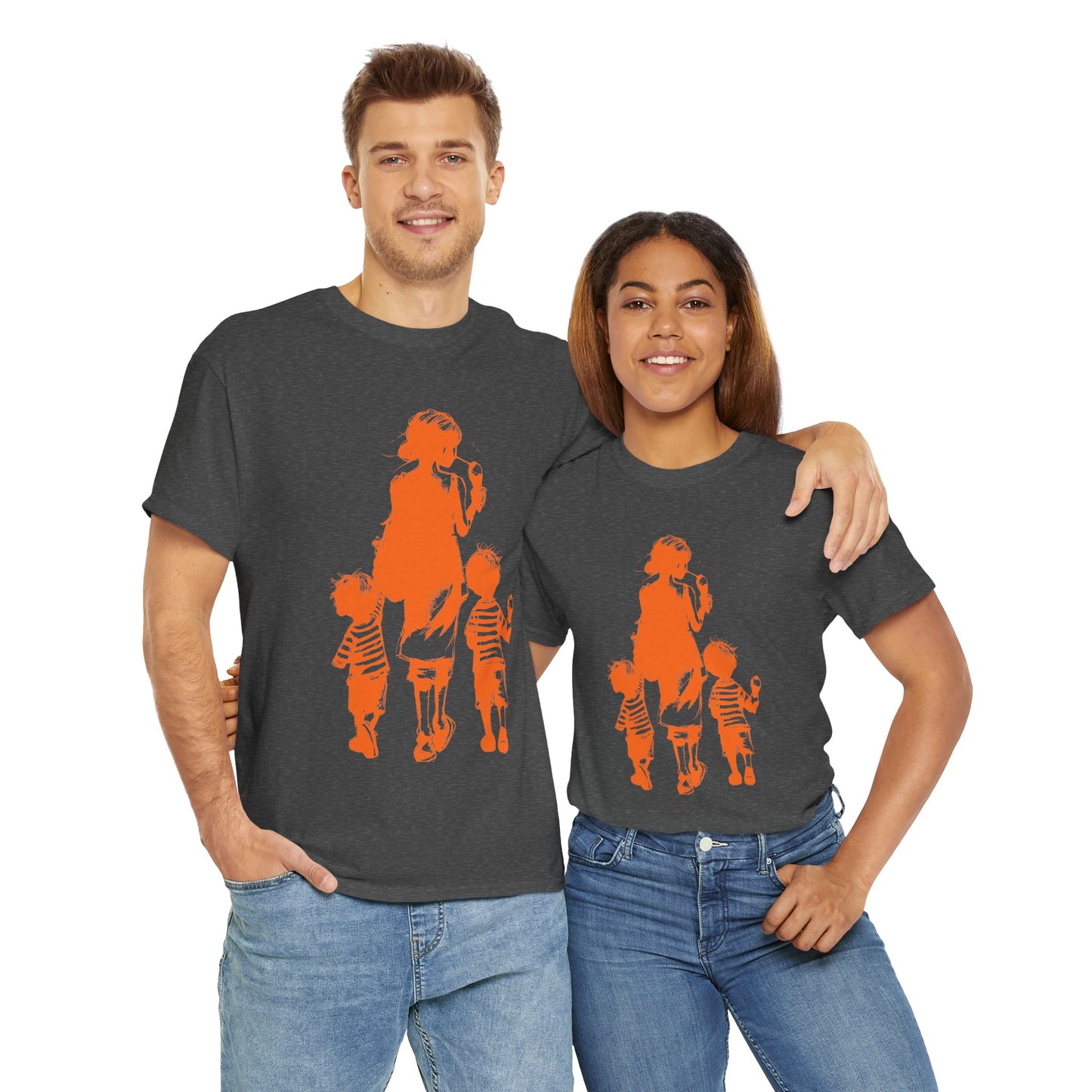 Mom Walking with Twins Ice Cream Treats Unisex Tee