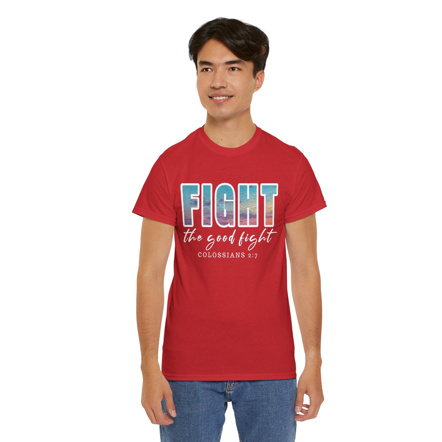Unisex Inspirational Tee - 'Fight the Good Fight' Colossians 1:7 Motivational Shirt, Faith-Based Apparel, Stylish Gift for [...]
