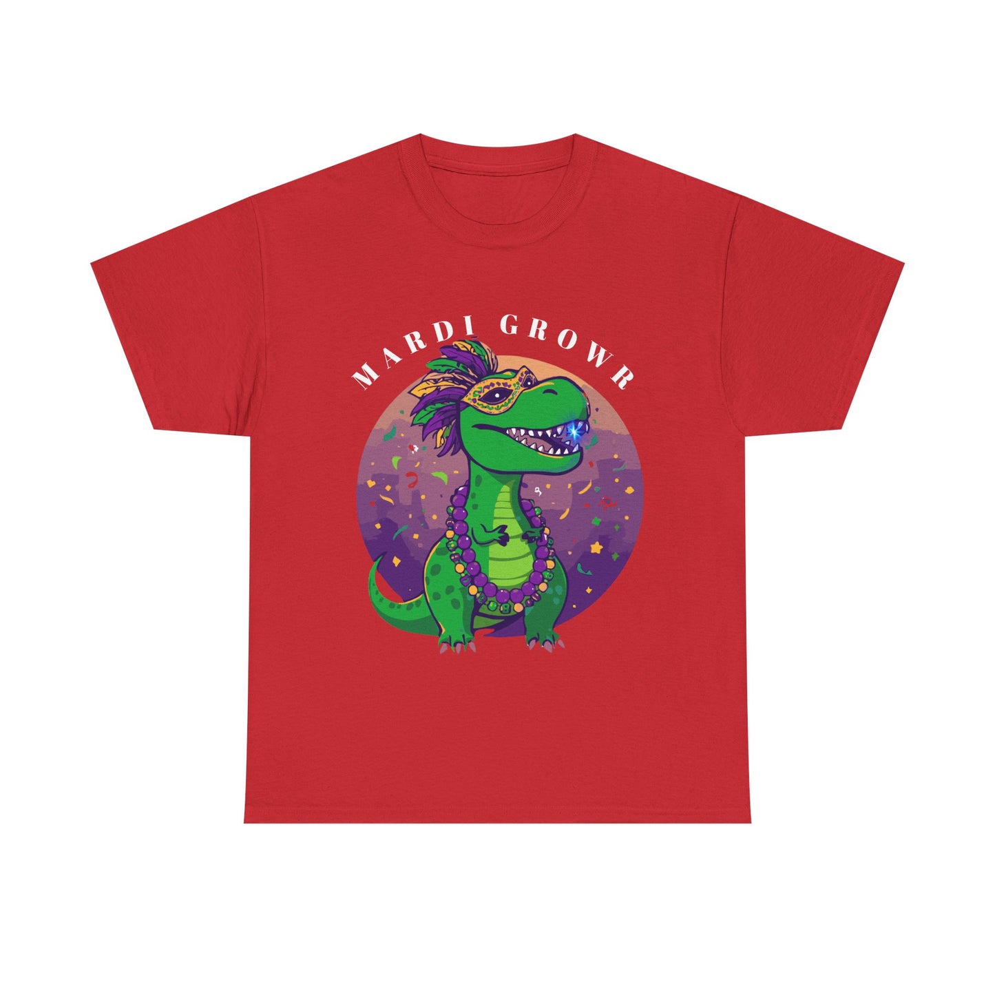 Mardi Gator T-Shirt — Cute Mardi Gras Dinosaur Tee with Beads & Mask