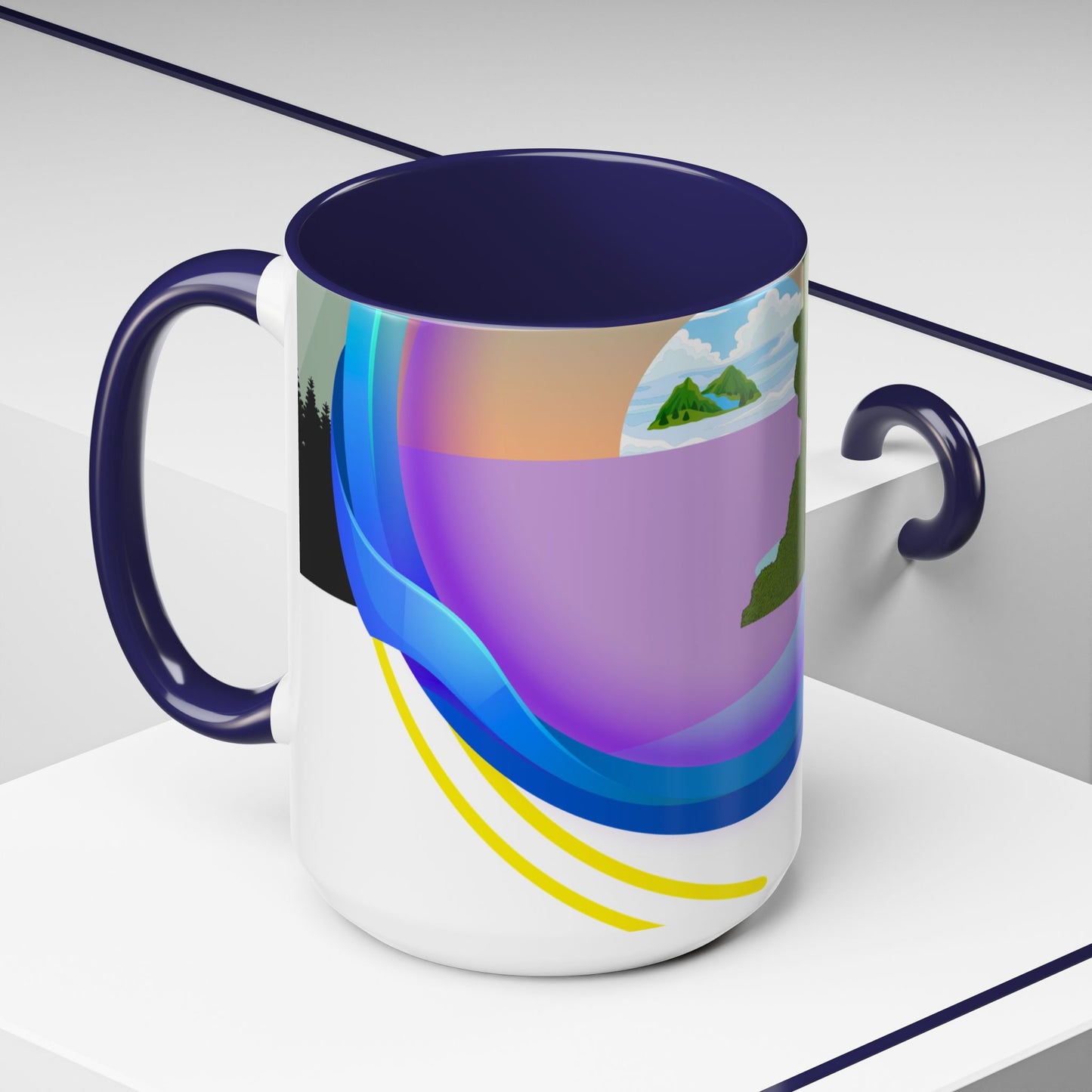 Vibrant Landscape Accent Coffee Mug, Artistic Coffee Cup, Unique Gift for Nature Lovers, Colorful Ceramic Mug, Coffee Lover's Delight