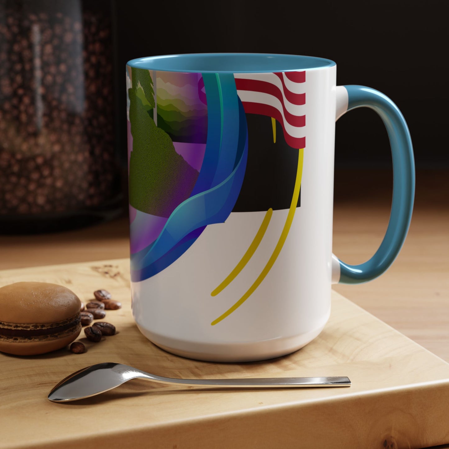 Vibrant Landscape Accent Coffee Mug, Artistic Coffee Cup, Unique Gift for Nature Lovers, Colorful Ceramic Mug, Coffee Lover's Delight
