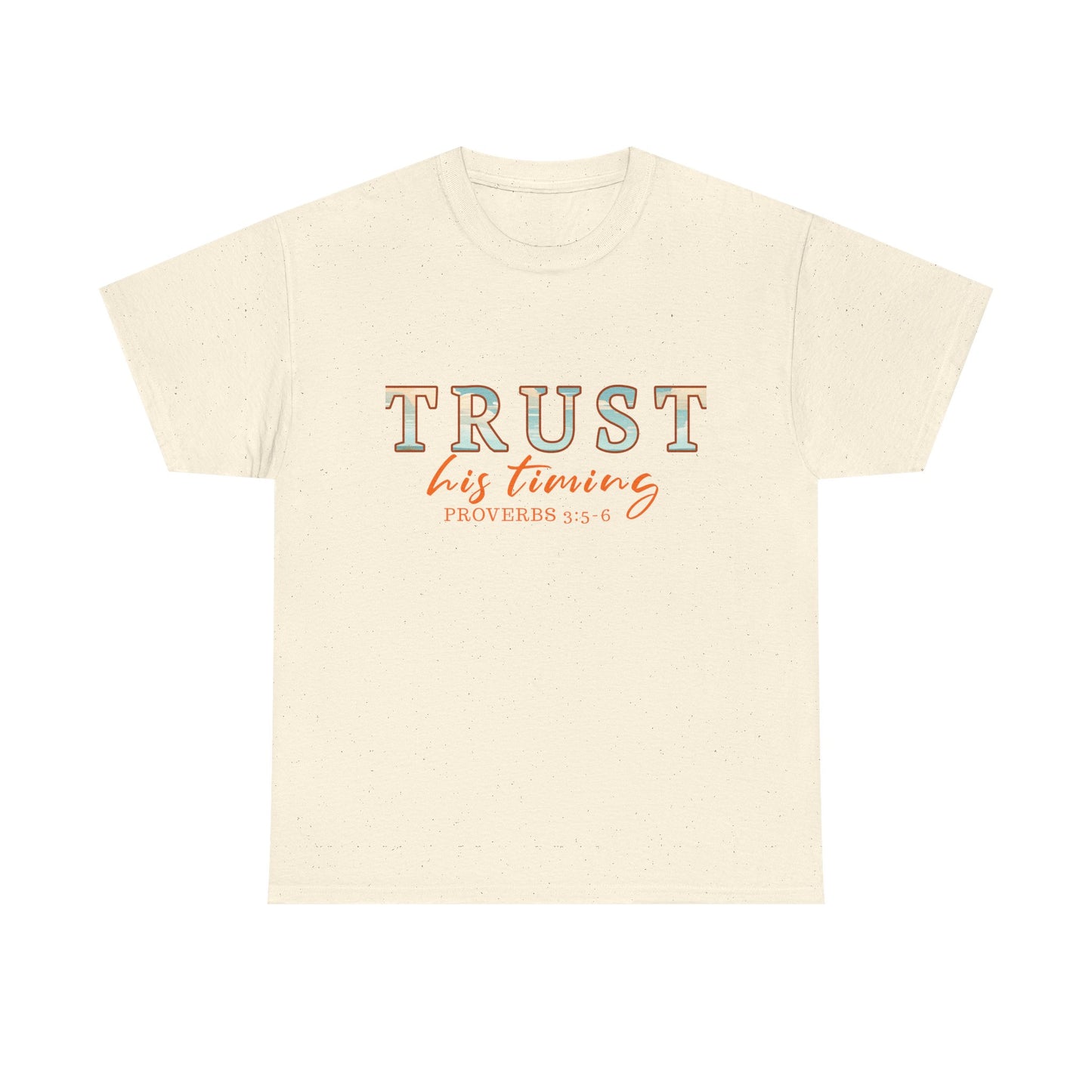 Inspirational Unisex Heavy Cotton Tee - 'Trust His Timing' Proverbs 3:5, Motivational Shirt, Gift for Friends, Faith-Based Apparel, [...]