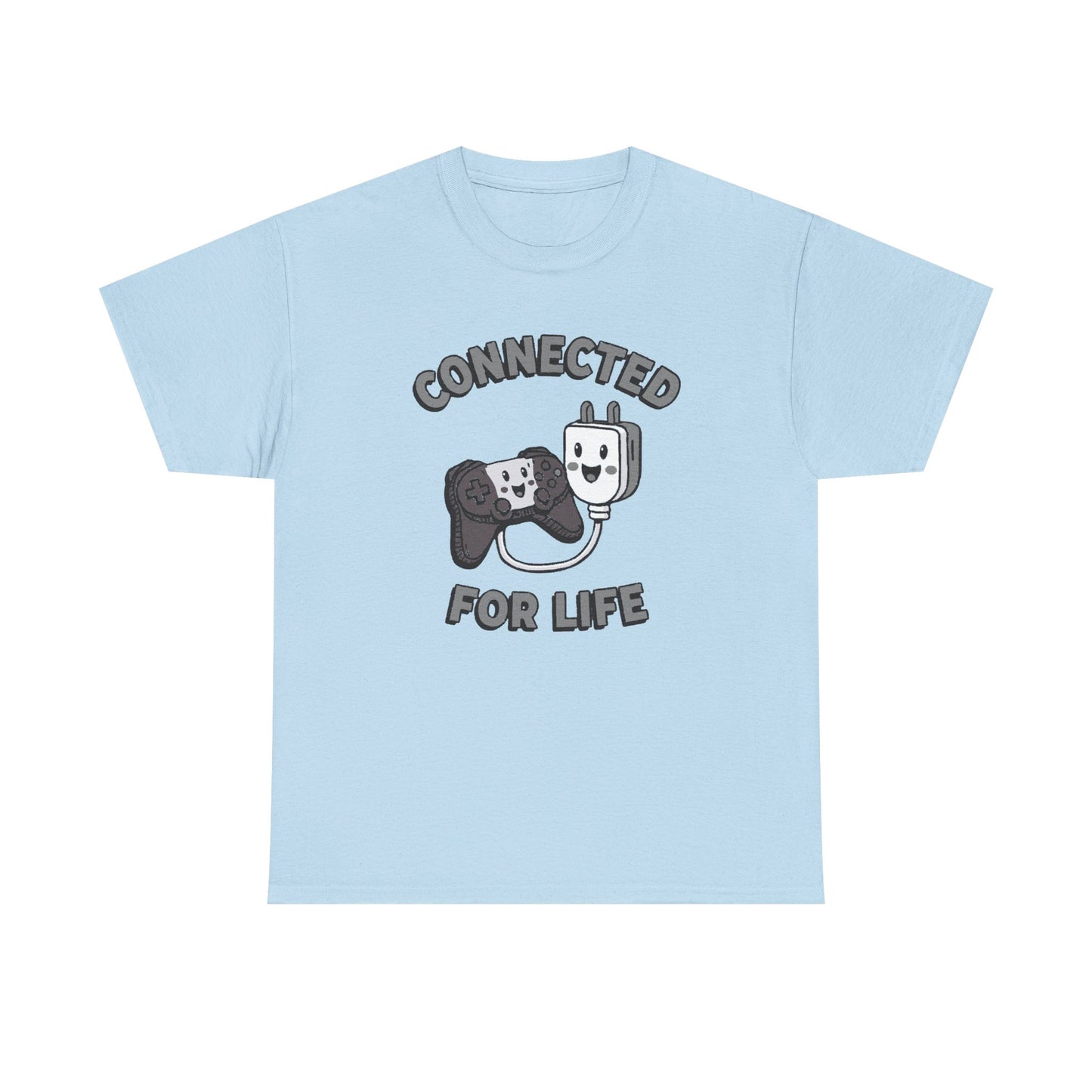 Connected For Life Tee — Retro Gamer Controller & Plug Graphic T-Shirt