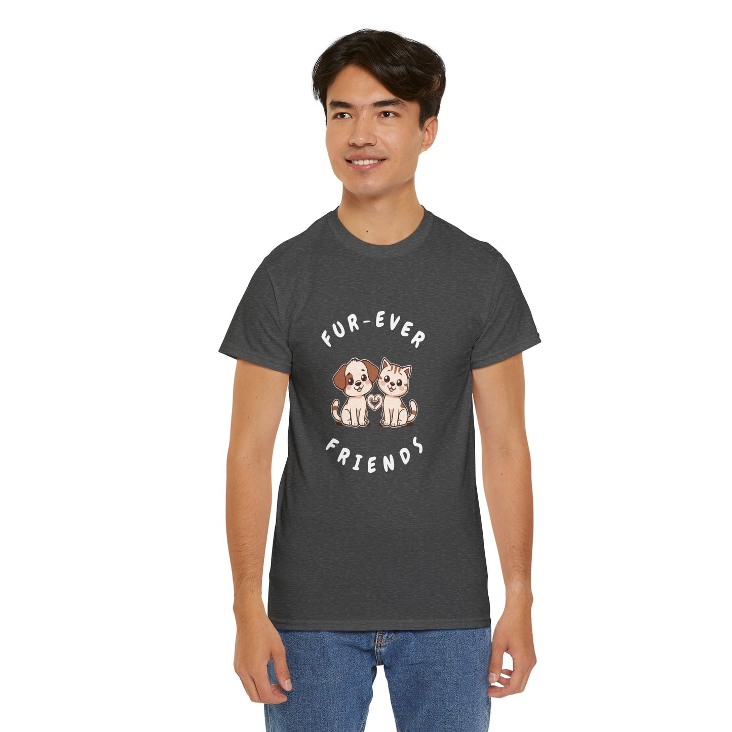 T-Shirt — “Fur-Ever Friends” Cute Puppy & Kitten Graphic Tee