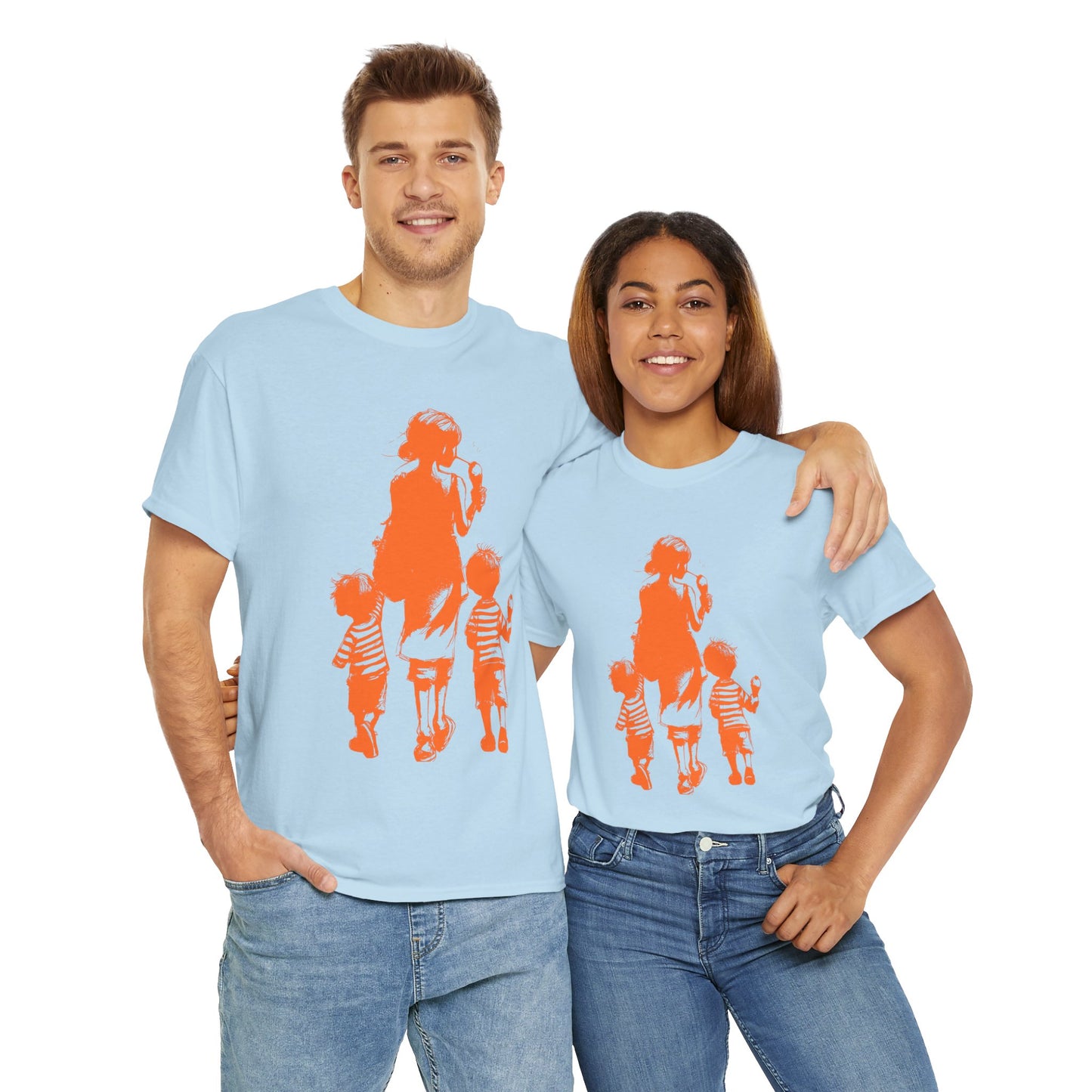 Mom Walking with Twins Ice Cream Treats Unisex Tee
