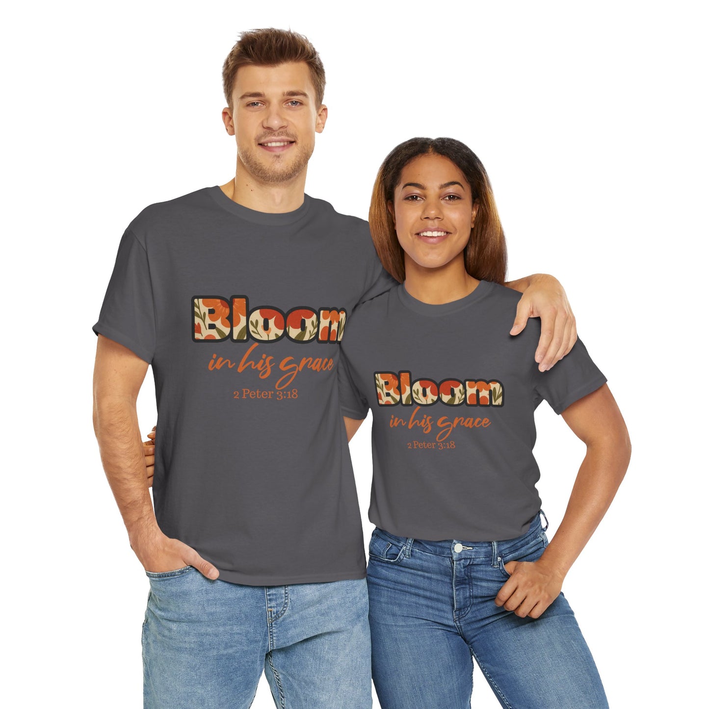 Bloom In His Grace Unisex Heavy Cotton Tee, Christian T-Shirt, Faith-Based Apparel, Inspirational Top, Casual Wear, Gift for Believers
