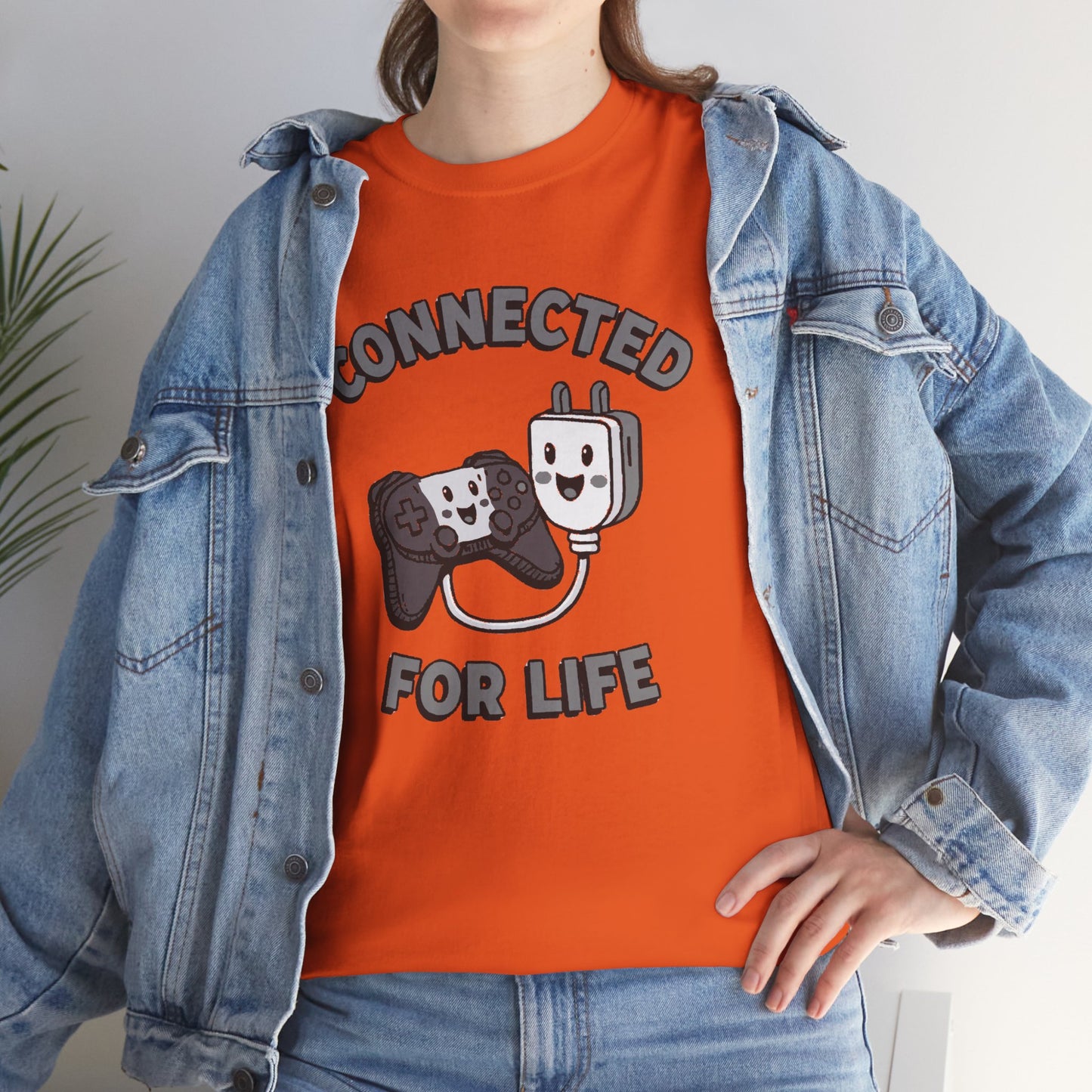 Connected For Life Tee — Retro Gamer Controller & Plug Graphic T-Shirt