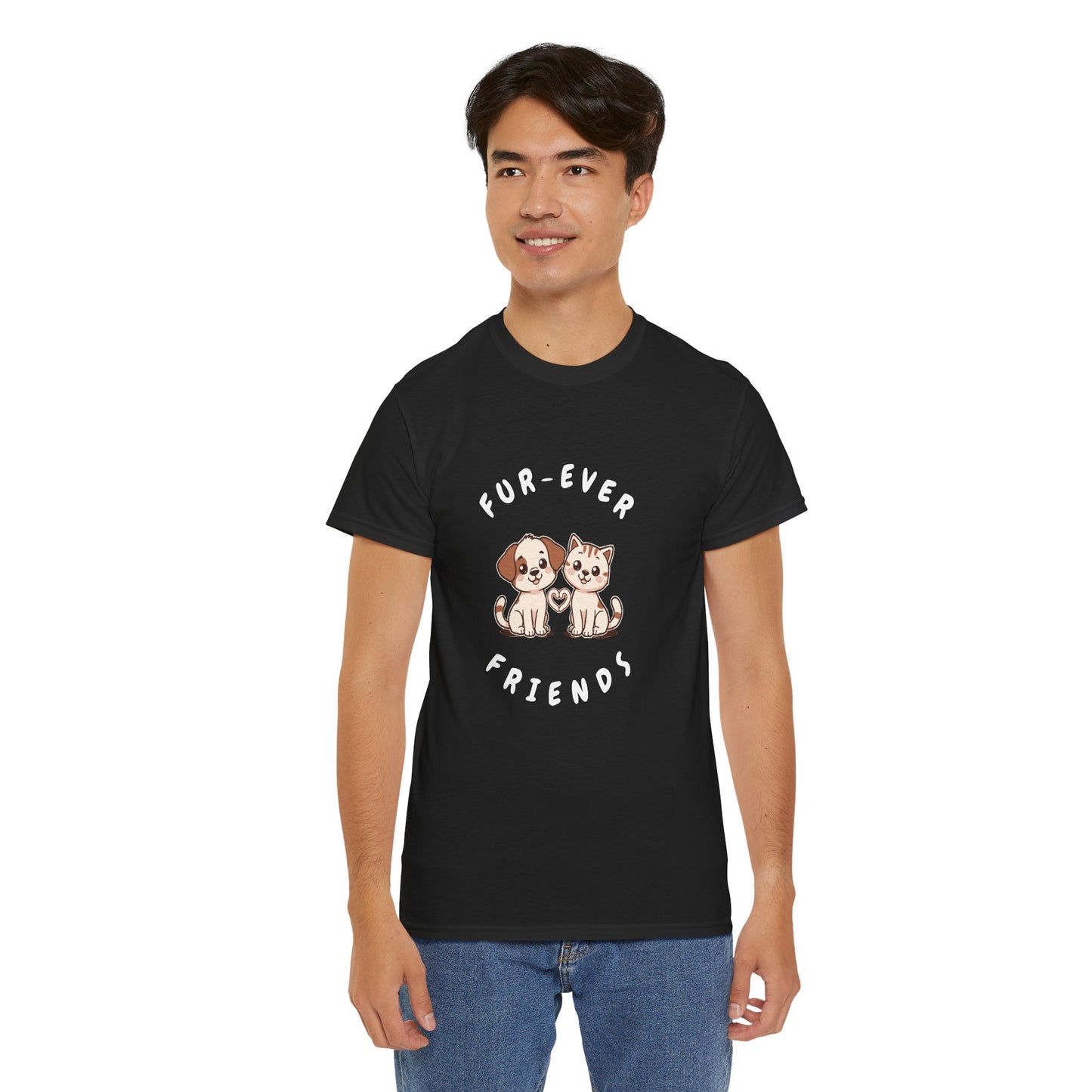 T-Shirt — “Fur-Ever Friends” Cute Puppy & Kitten Graphic Tee