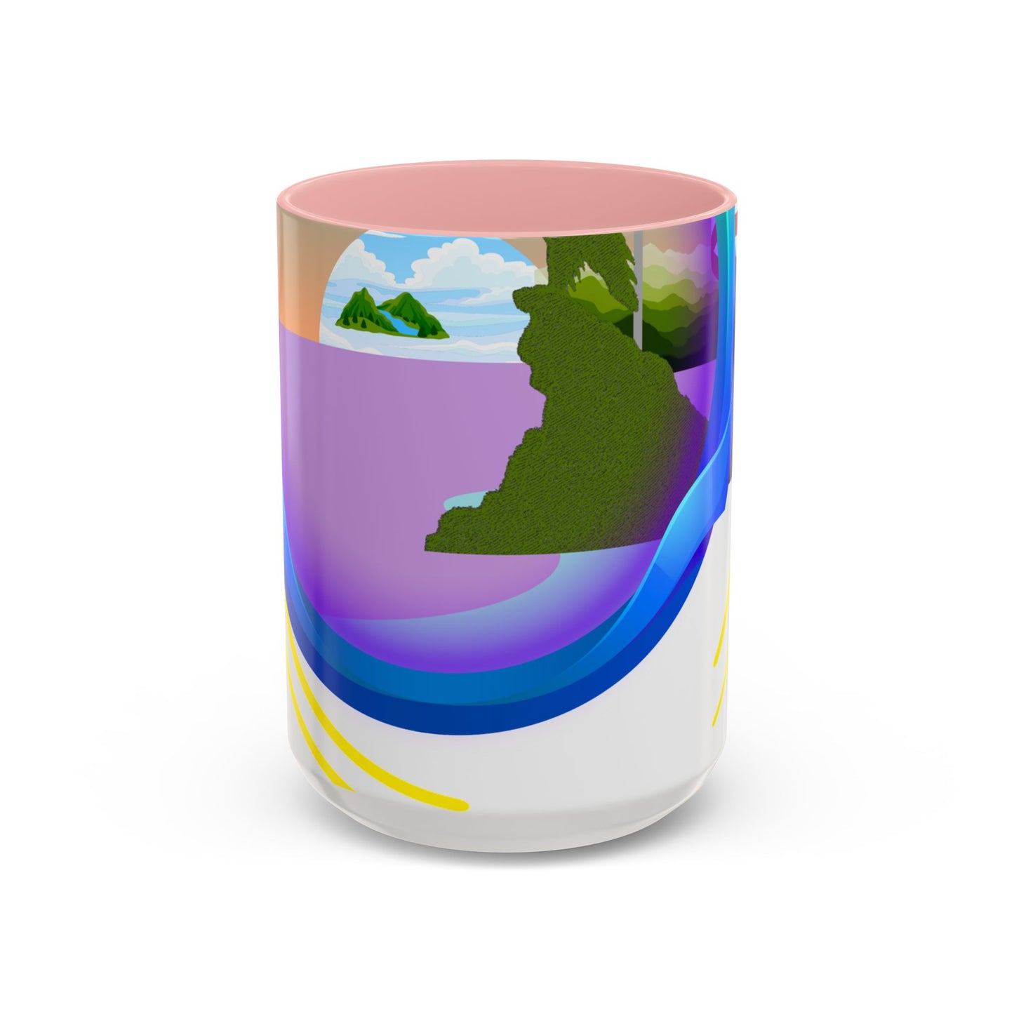 Vibrant Landscape Accent Coffee Mug, Artistic Coffee Cup, Unique Gift for Nature Lovers, Colorful Ceramic Mug, Coffee Lover's Delight
