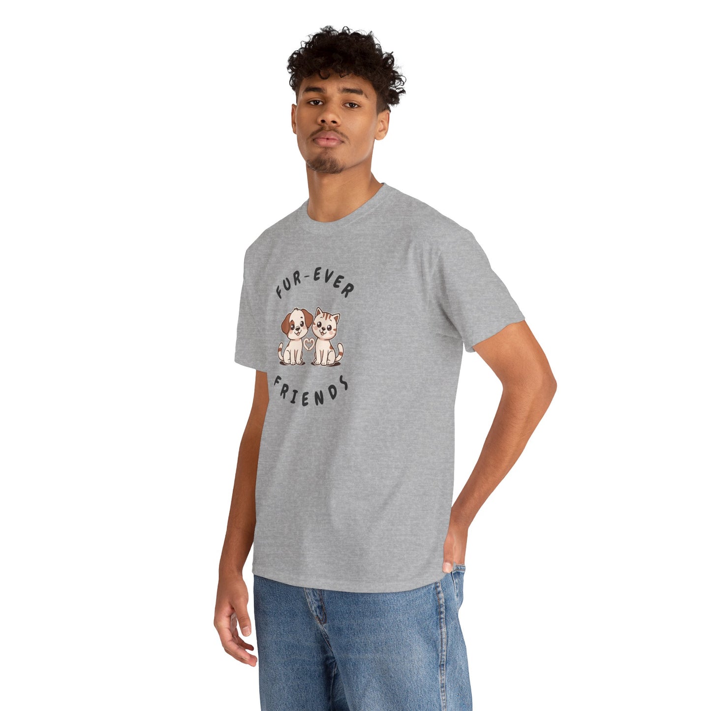 T-Shirt — “Fur-Ever Friends” Cute Puppy & Kitten Graphic Tee