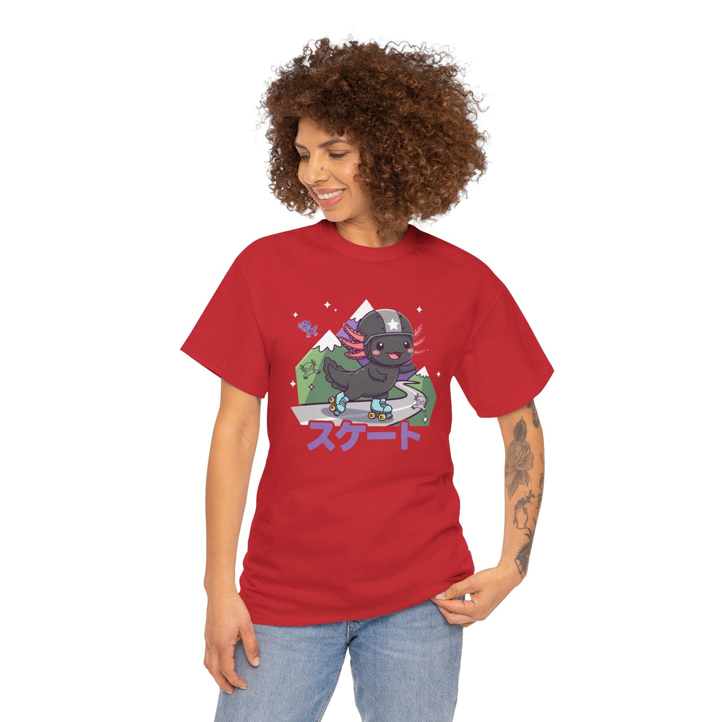 Axolotl Skate Tee — Cute Skateboarding Axolotl Graphic T-Shirt (スケート)
