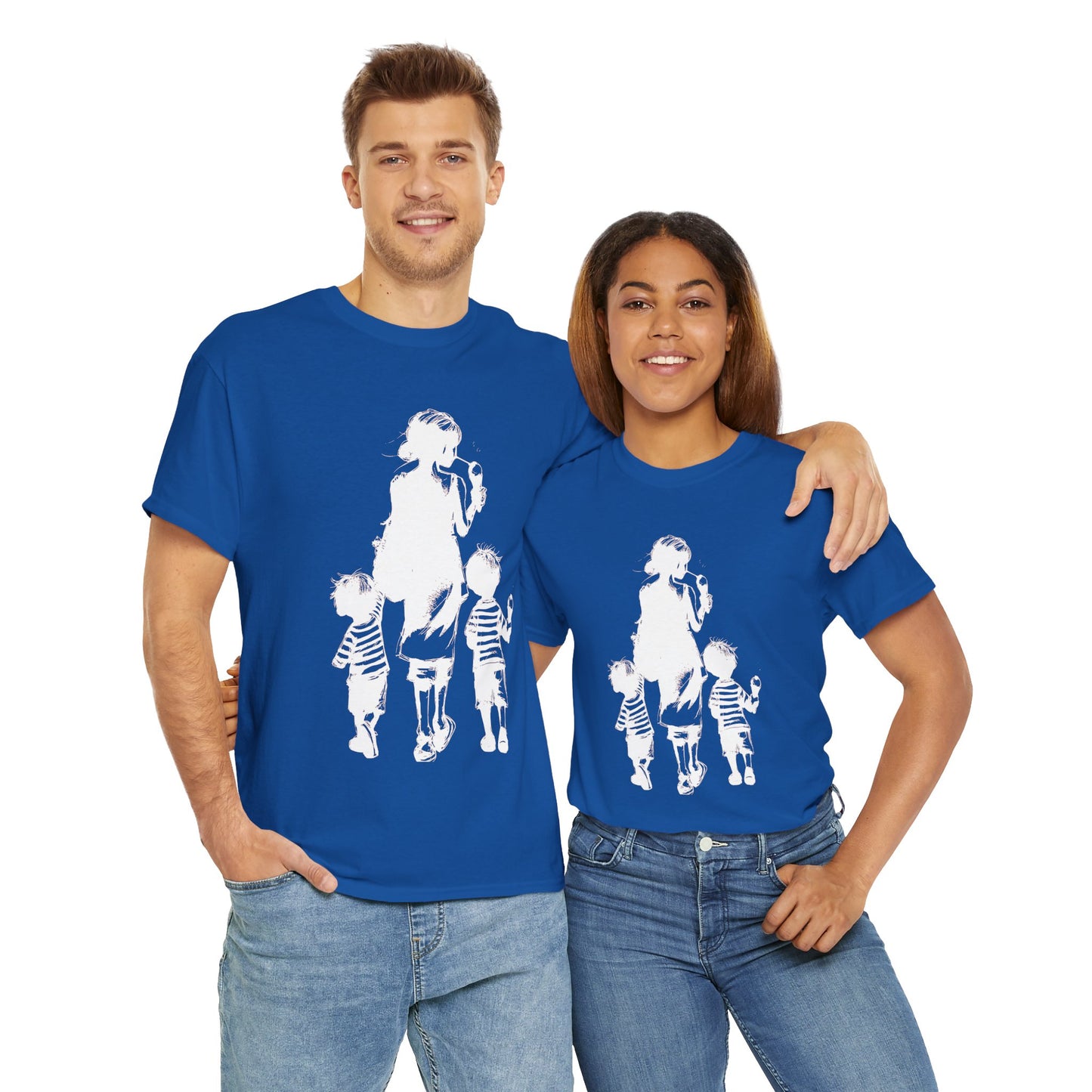 Mom Walking with Twins Ice Cream Treats Unisex Tee