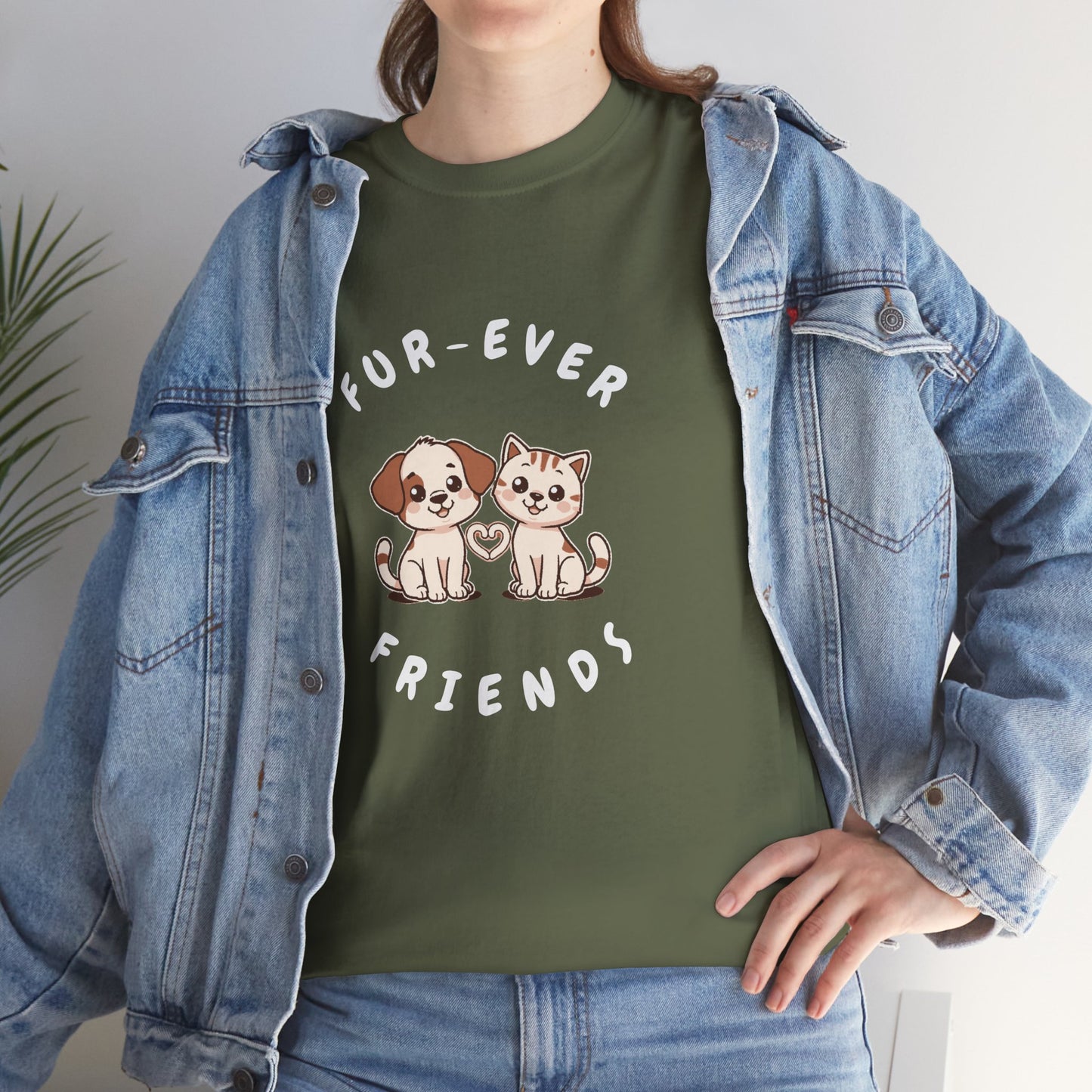 T-Shirt — “Fur-Ever Friends” Cute Puppy & Kitten Graphic Tee