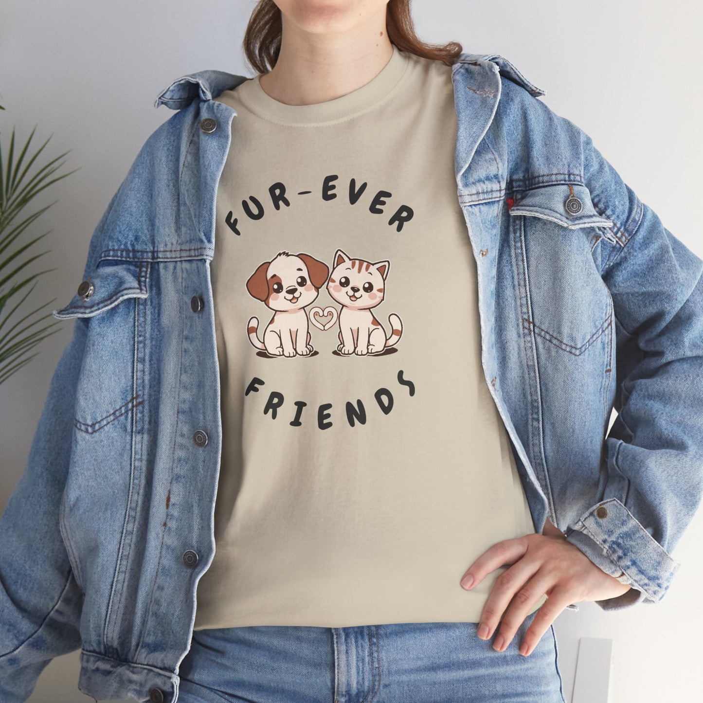 T-Shirt — “Fur-Ever Friends” Cute Puppy & Kitten Graphic Tee