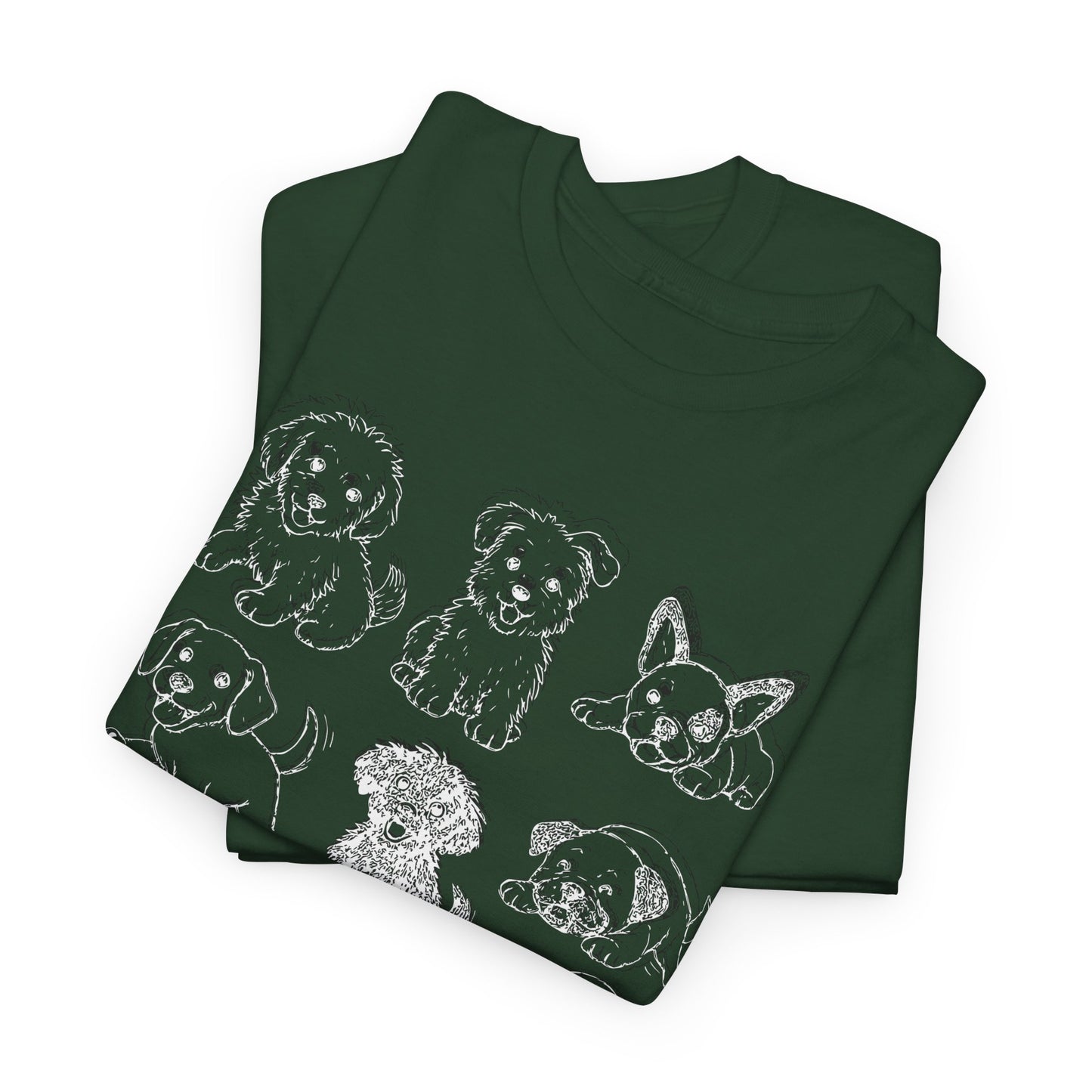 Cute Puppy Illustration Unisex Heavy Cotton Tee, Animal Lover Gift, Pet Owner Shirt, Casual Everyday Wear, Fun Gift for Dog Lovers