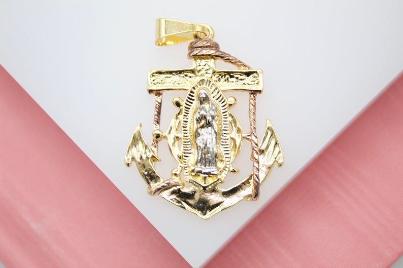 Virgin Mary Cross Anchor Pendant (A122)
