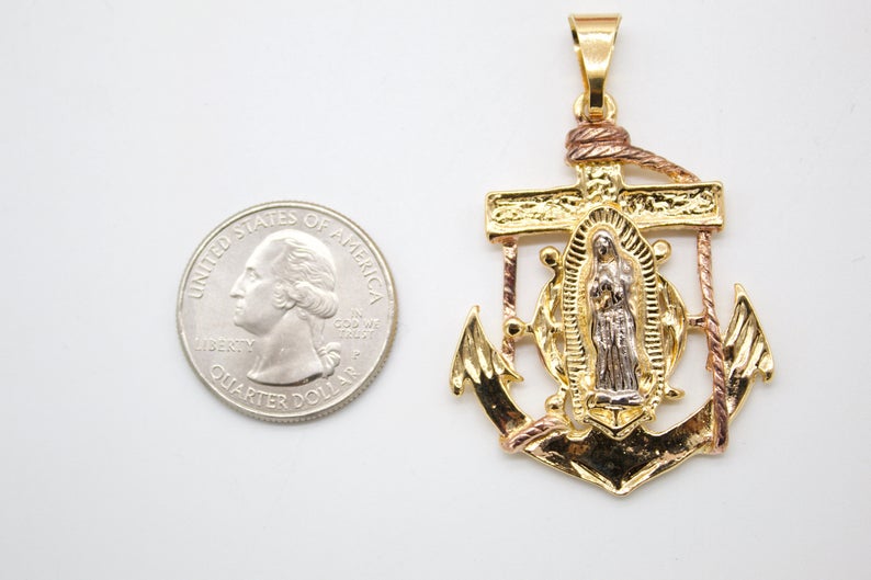 Virgin Mary Cross Anchor Pendant (A122)