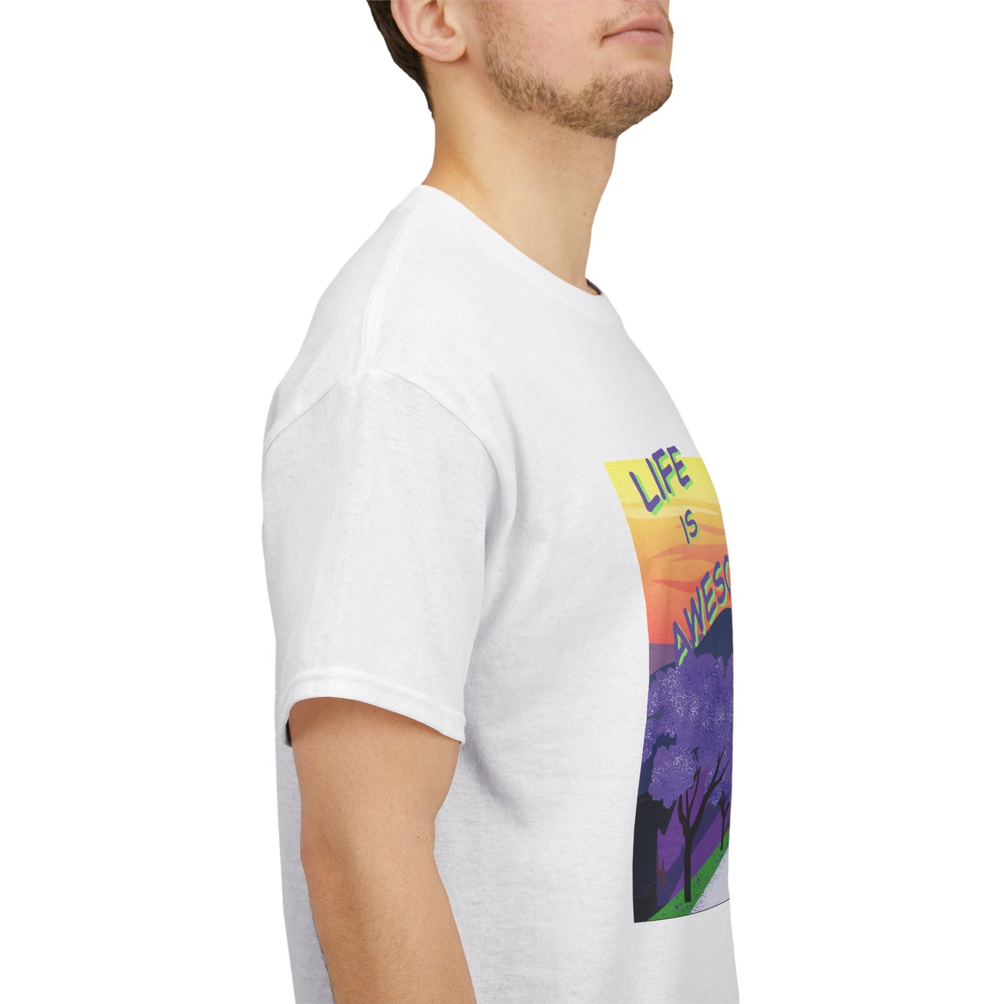 Vibrant Inspirational Tee - Life is Awesome, Unisex Cotton Shirt, Motivational Apparel, Gift for Friends, Summer Wardrobe Essential