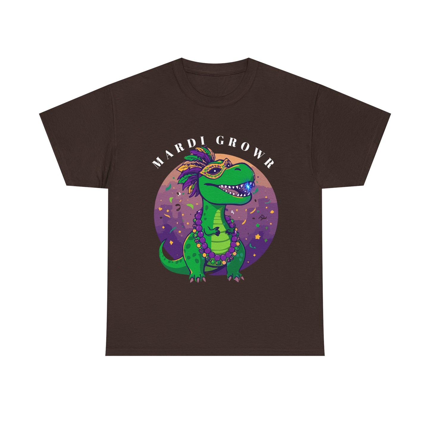 Mardi Gator T-Shirt — Cute Mardi Gras Dinosaur Tee with Beads & Mask