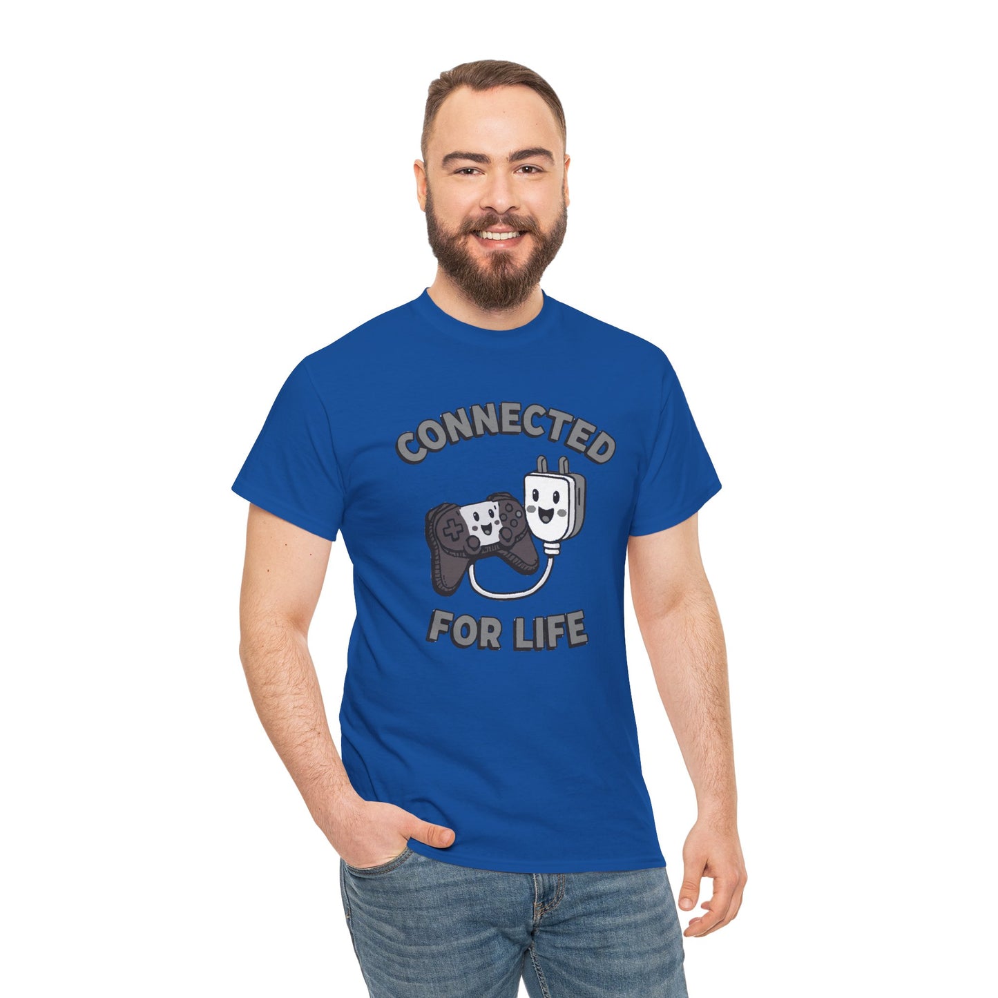 Connected For Life Tee — Retro Gamer Controller & Plug Graphic T-Shirt