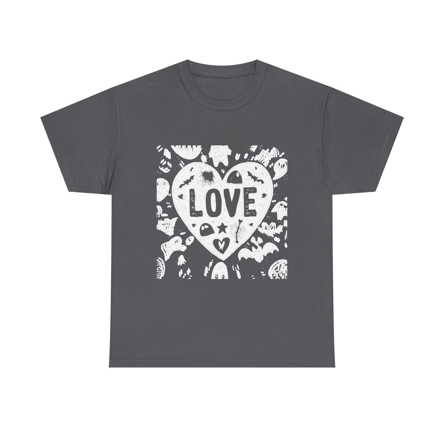 Love Heart Graphic Unisex Cotton Tee, Casual Wear, Gifts for Couples, Valentine's Day, Everyday Comfort, Trendy Style