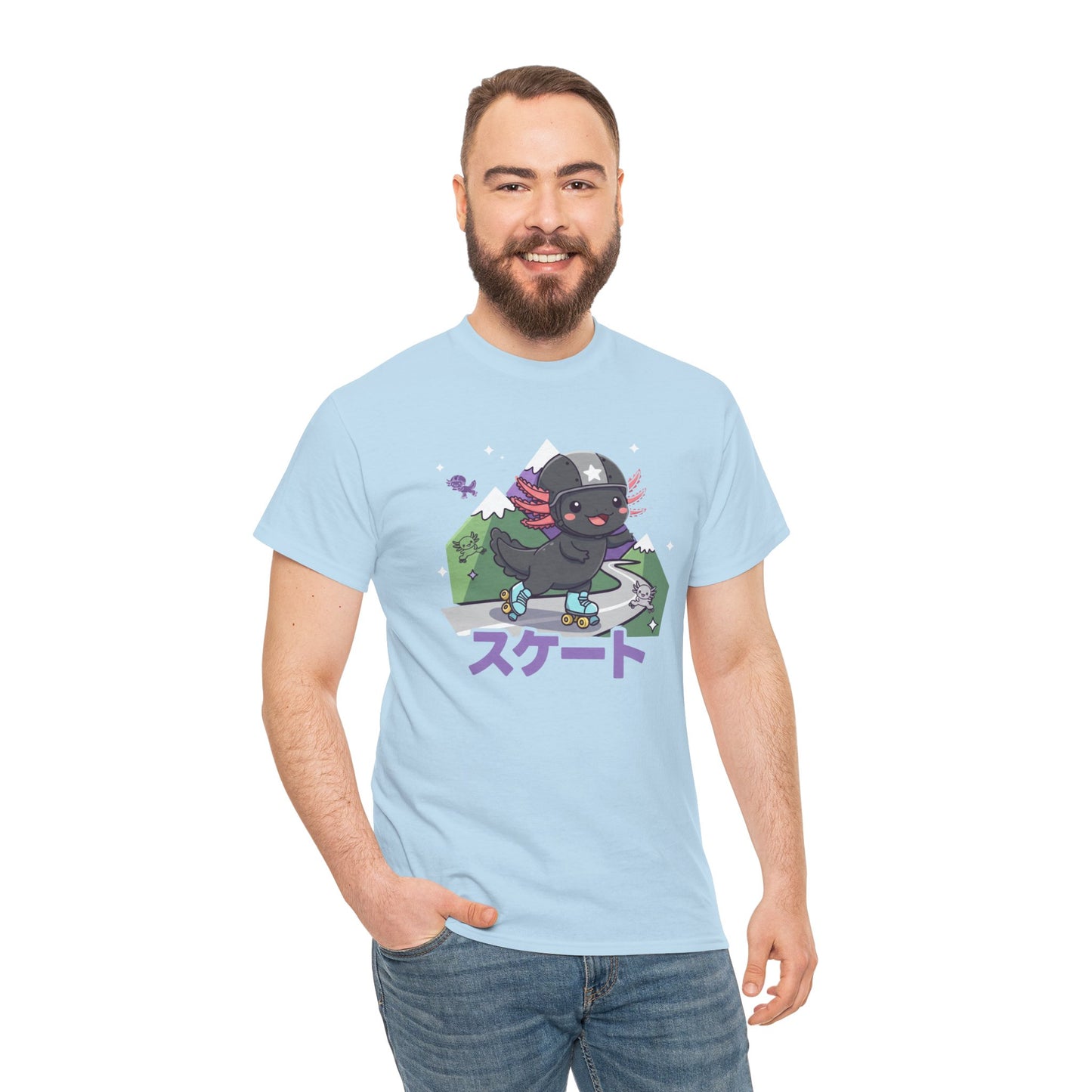 Axolotl Skate Tee — Cute Skateboarding Axolotl Graphic T-Shirt (スケート)
