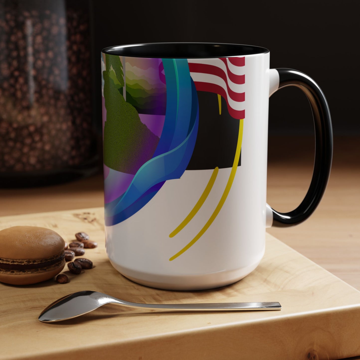 Vibrant Landscape Accent Coffee Mug, Artistic Coffee Cup, Unique Gift for Nature Lovers, Colorful Ceramic Mug, Coffee Lover's Delight