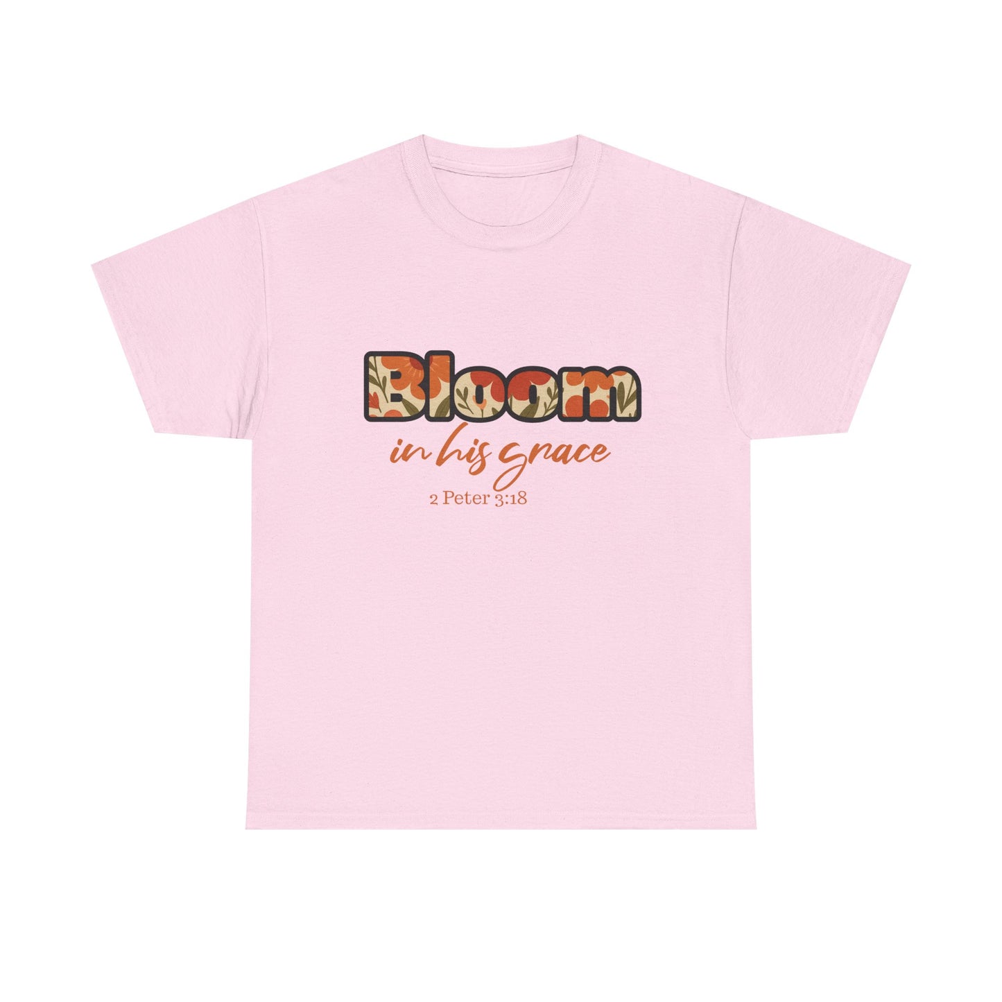 Bloom In His Grace Unisex Heavy Cotton Tee, Christian T-Shirt, Faith-Based Apparel, Inspirational Top, Casual Wear, Gift for Believers