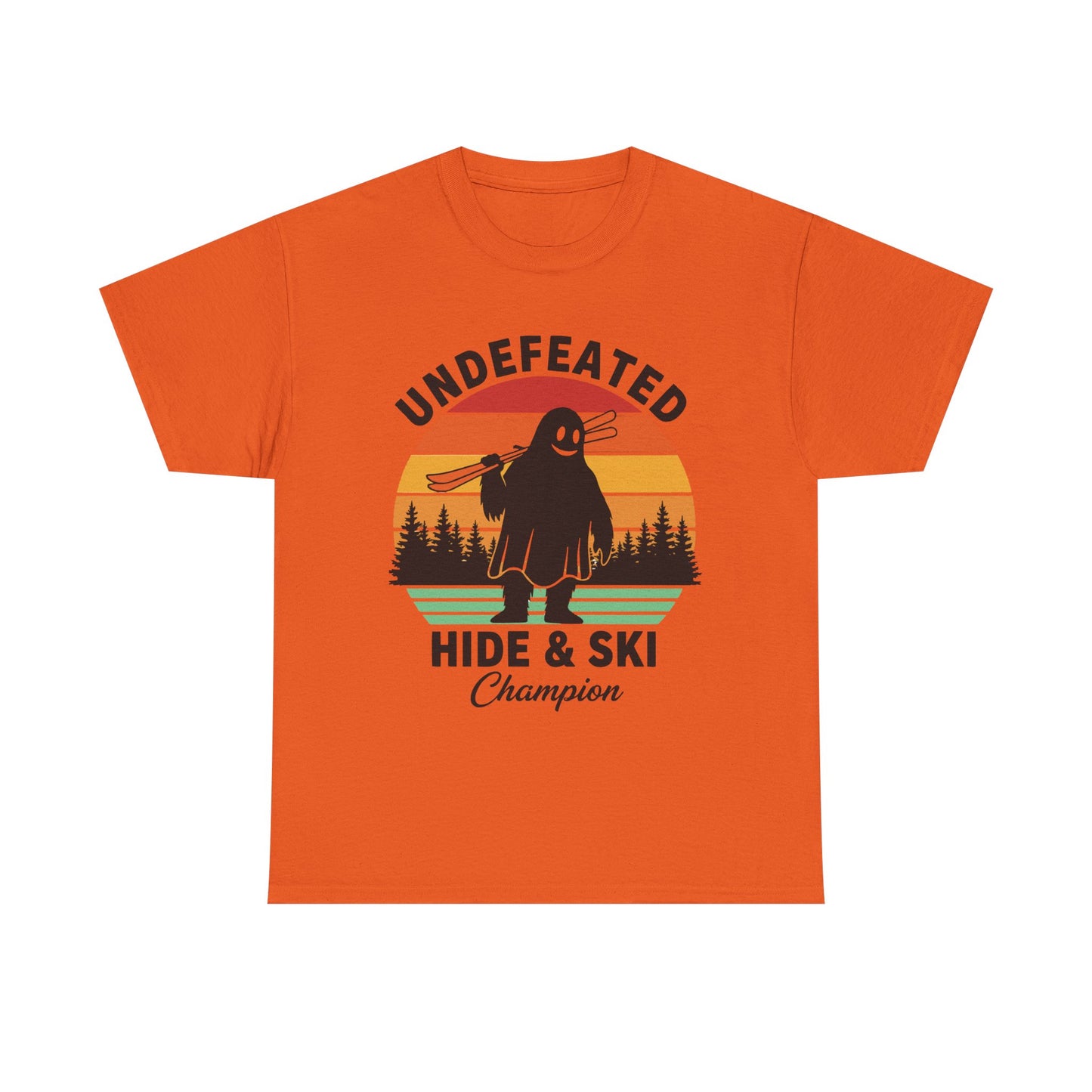 Hide & Ski Champion T‑Shirt — 'Undefeated' Vintage Skiing Graphic Tee