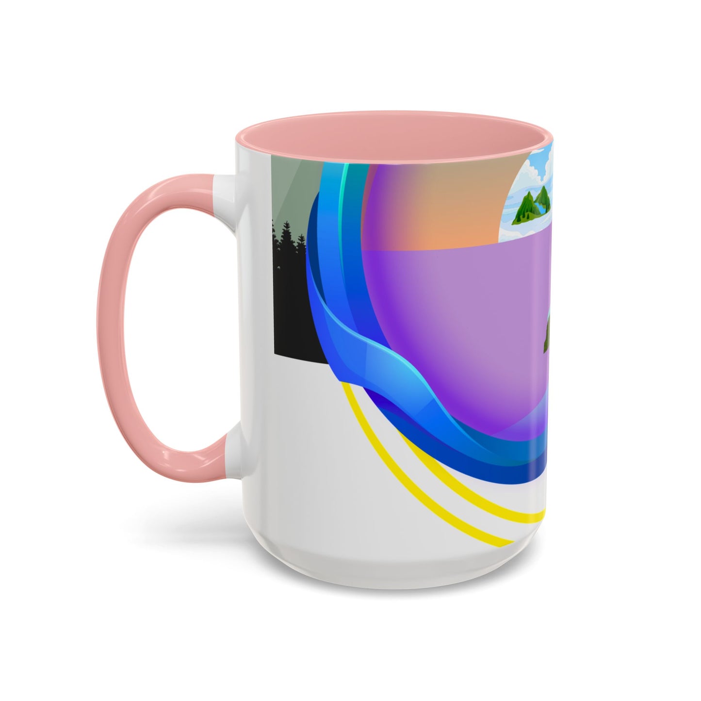 Vibrant Landscape Accent Coffee Mug, Artistic Coffee Cup, Unique Gift for Nature Lovers, Colorful Ceramic Mug, Coffee Lover's Delight