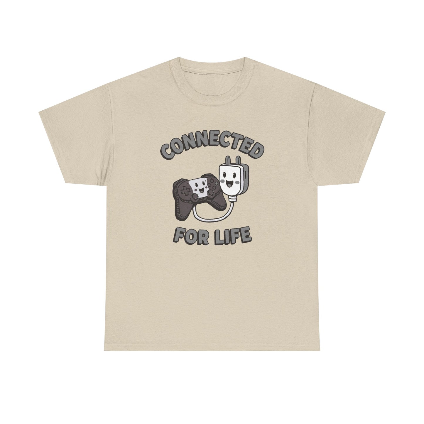 Connected For Life Tee — Retro Gamer Controller & Plug Graphic T-Shirt