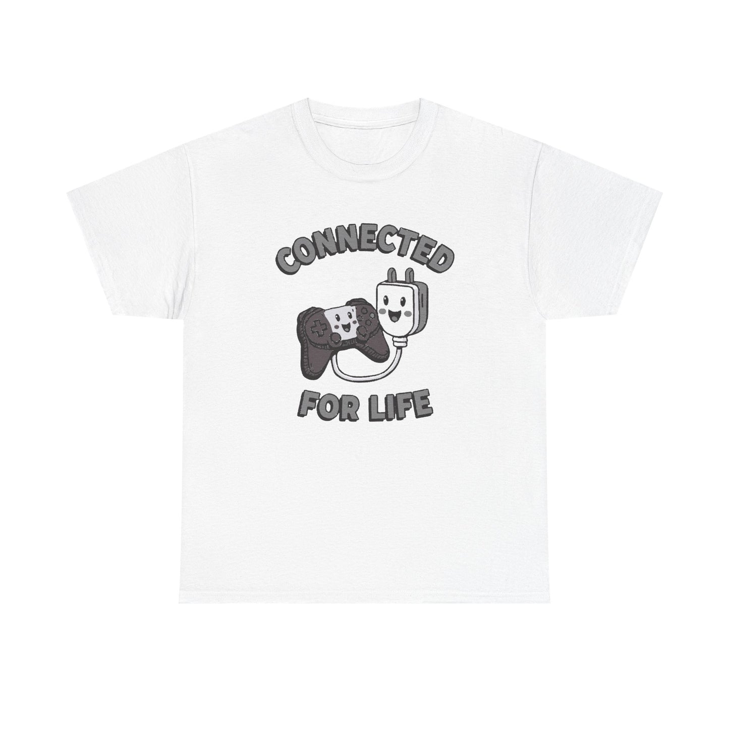 Connected For Life Tee — Retro Gamer Controller & Plug Graphic T-Shirt