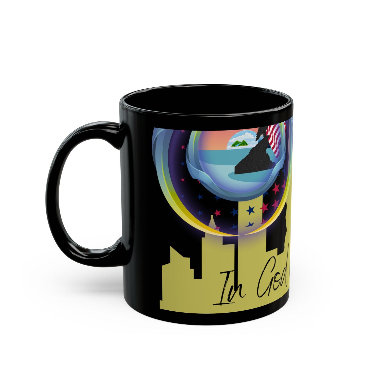 Inspirational Black Mug - 'In God We Trust' Coffee Cup, Faith Mug, Motivational Gift, Office Decor, Prayer Mug, Spiritual Art