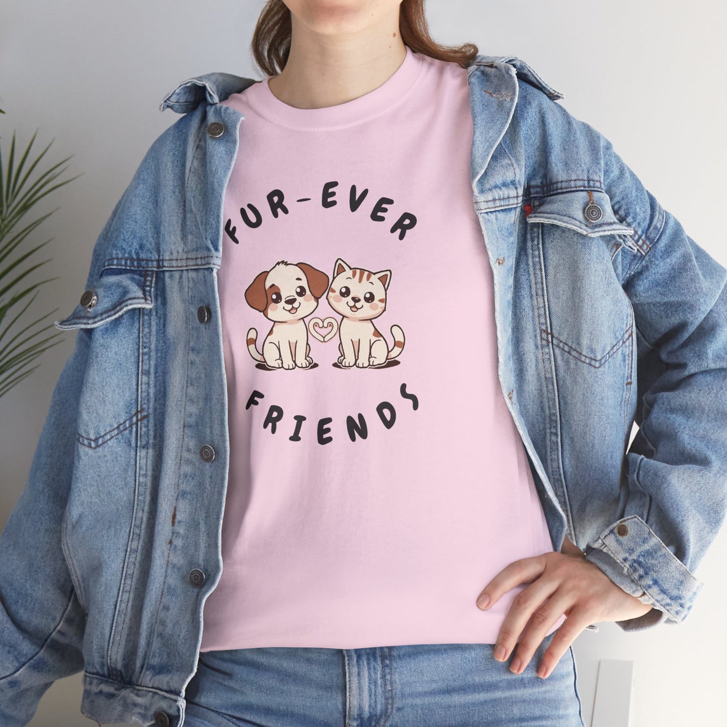 T-Shirt — “Fur-Ever Friends” Cute Puppy & Kitten Graphic Tee