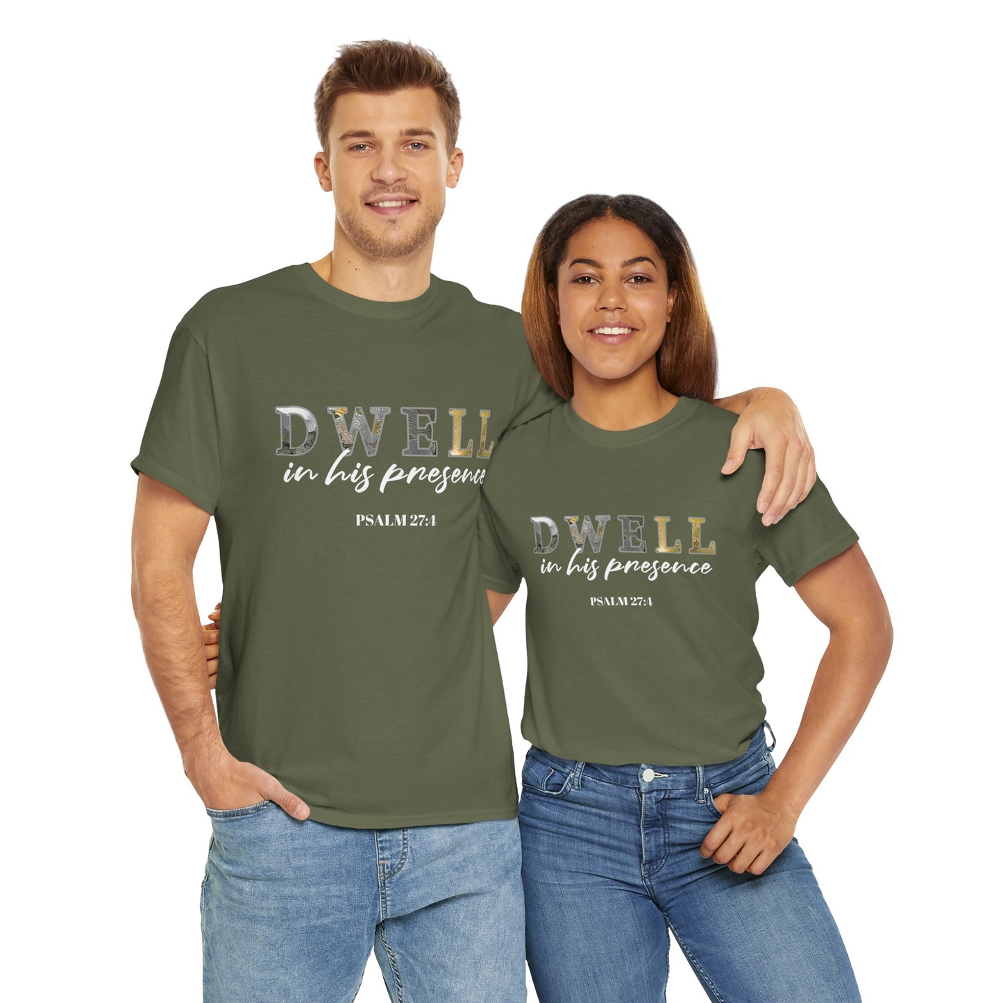 Psalm-Inspired Unisex Tee, Faith-Based T-Shirt, Spiritual Gift, Inspirational Cotton Tee, Church Apparel, Dwell in His Presence Shirt