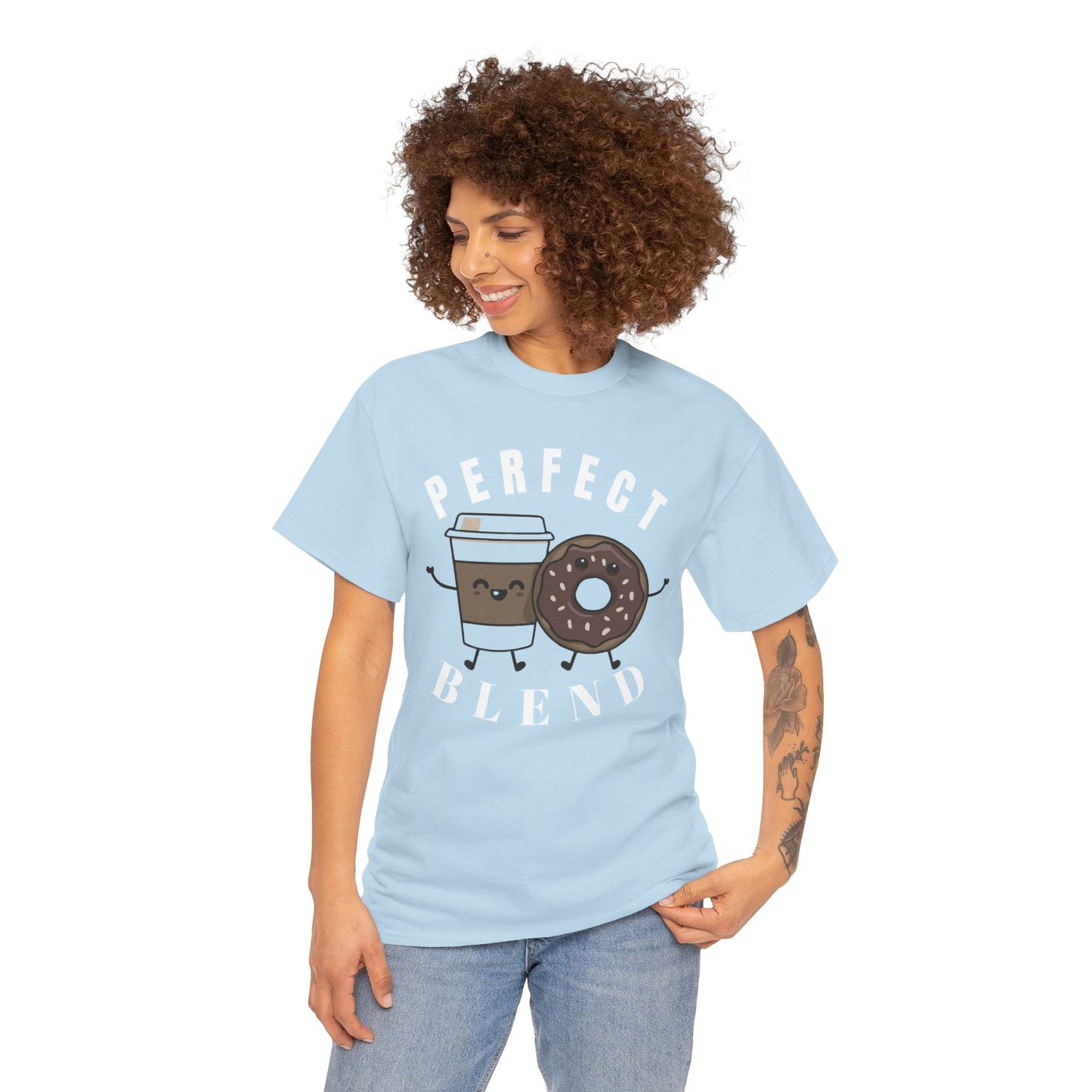 Perfect Blend Coffee & Donut Tee — Cute Matching Breakfast Graphic Shirt