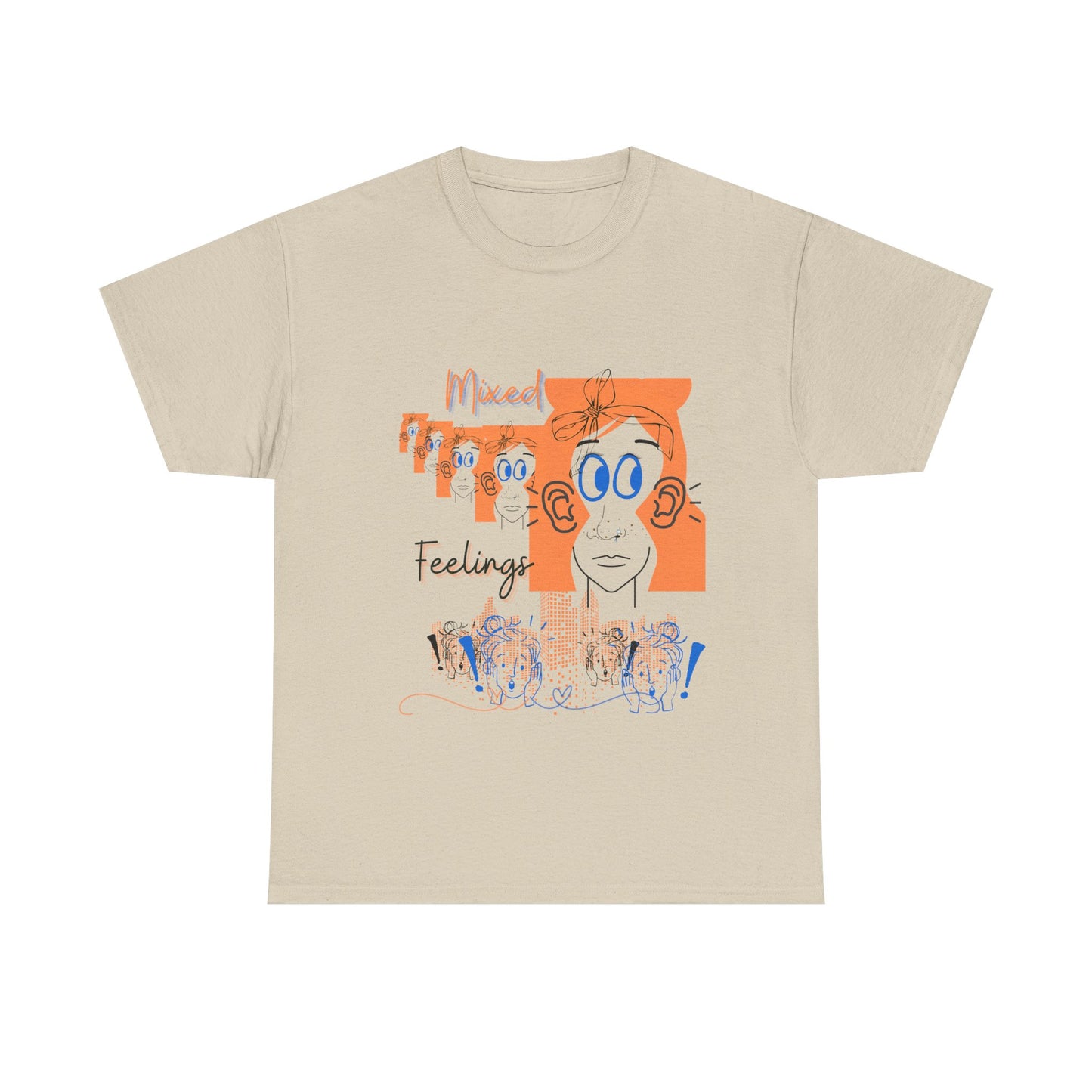 Emotional Expression Unisex Heavy Cotton Tee, Feelings Graphic Shirt, Casual Wear, Gift for Him or Her, Birthday, Self-Care, Art Tee