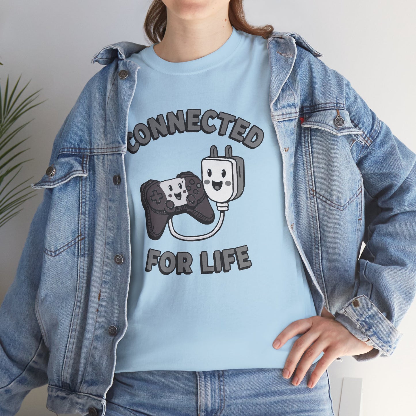Connected For Life Tee — Retro Gamer Controller & Plug Graphic T-Shirt