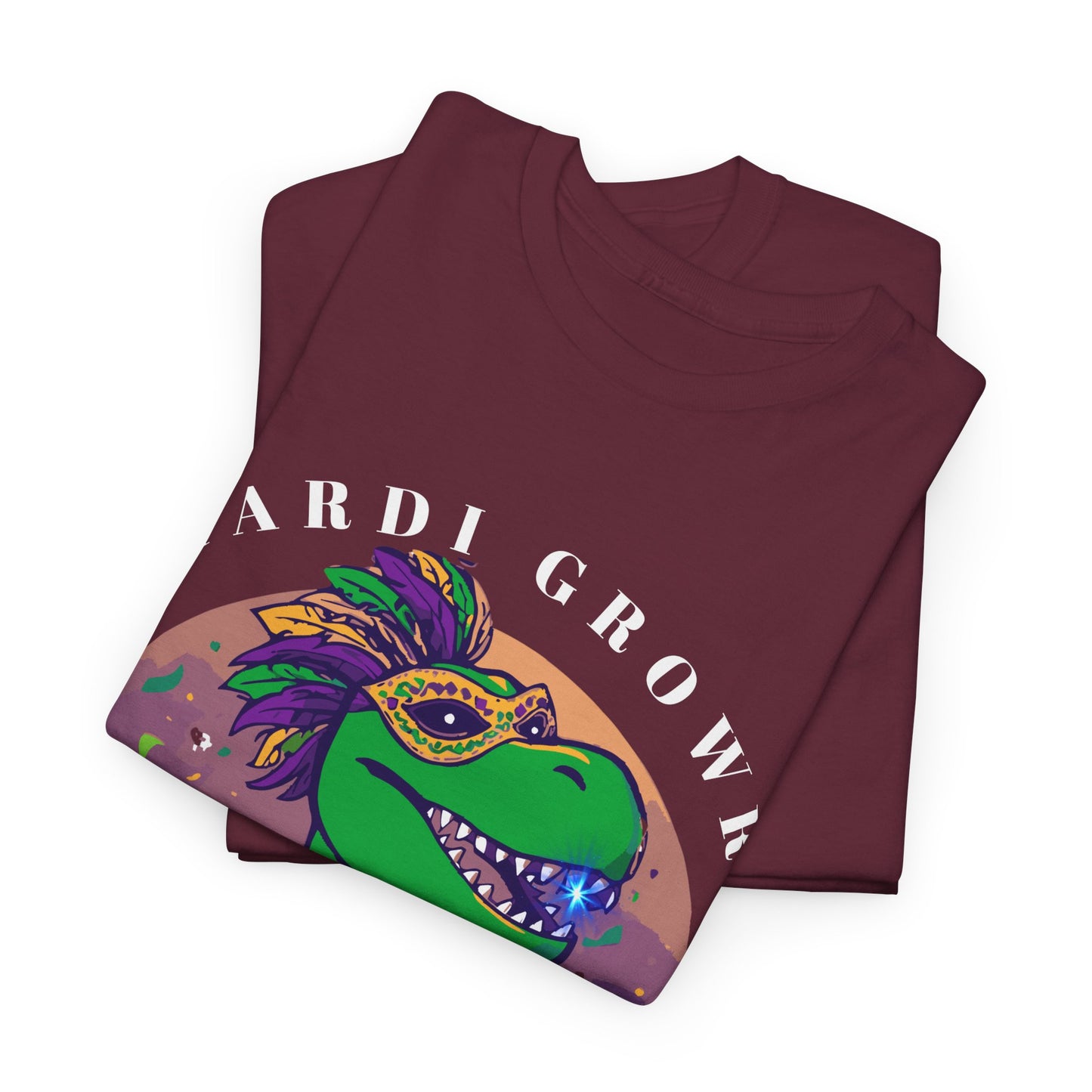 Mardi Gator T-Shirt — Cute Mardi Gras Dinosaur Tee with Beads & Mask