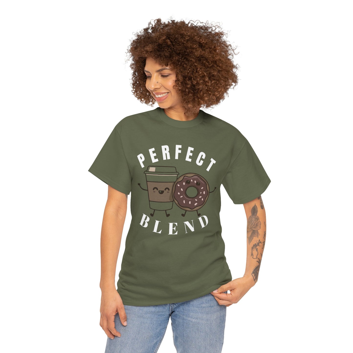 Perfect Blend Coffee & Donut Tee — Cute Matching Breakfast Graphic Shirt
