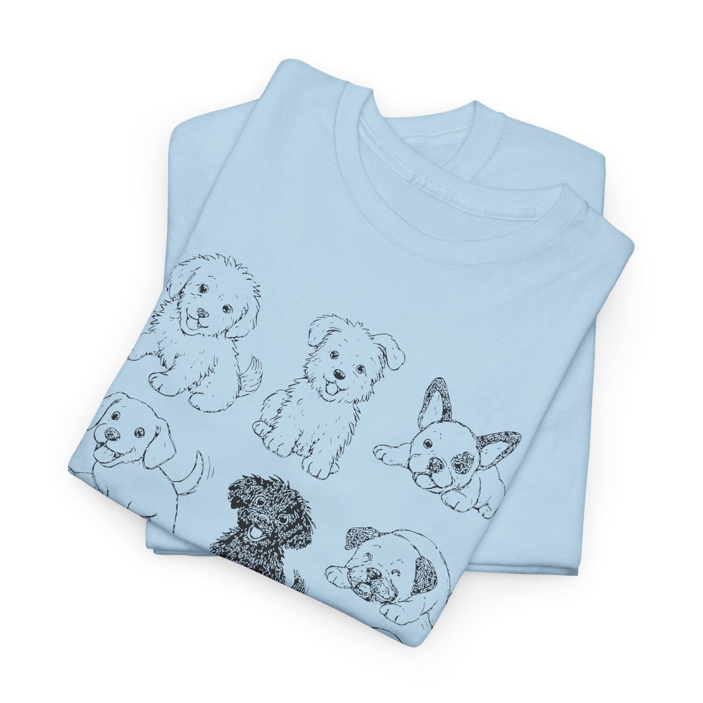 Cute Puppy Illustration Unisex Heavy Cotton Tee, Animal Lover Gift, Pet Owner Shirt, Casual Everyday Wear, Fun Gift for Dog Lovers